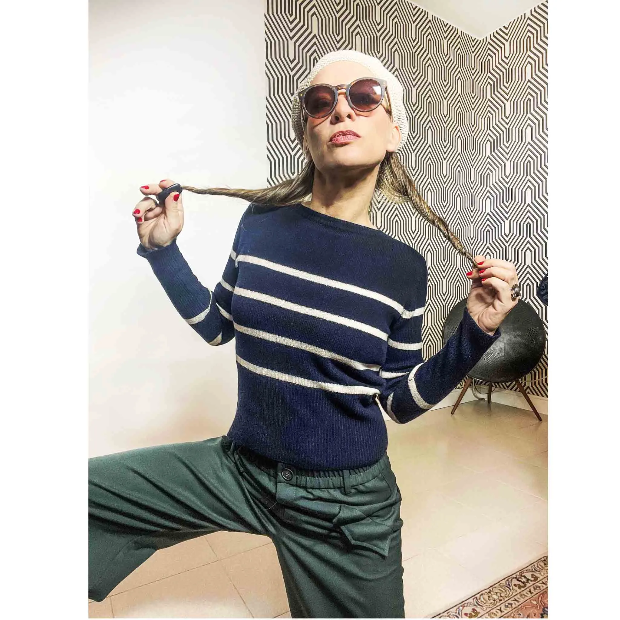 TWENTY- Maglia righe 100% lana