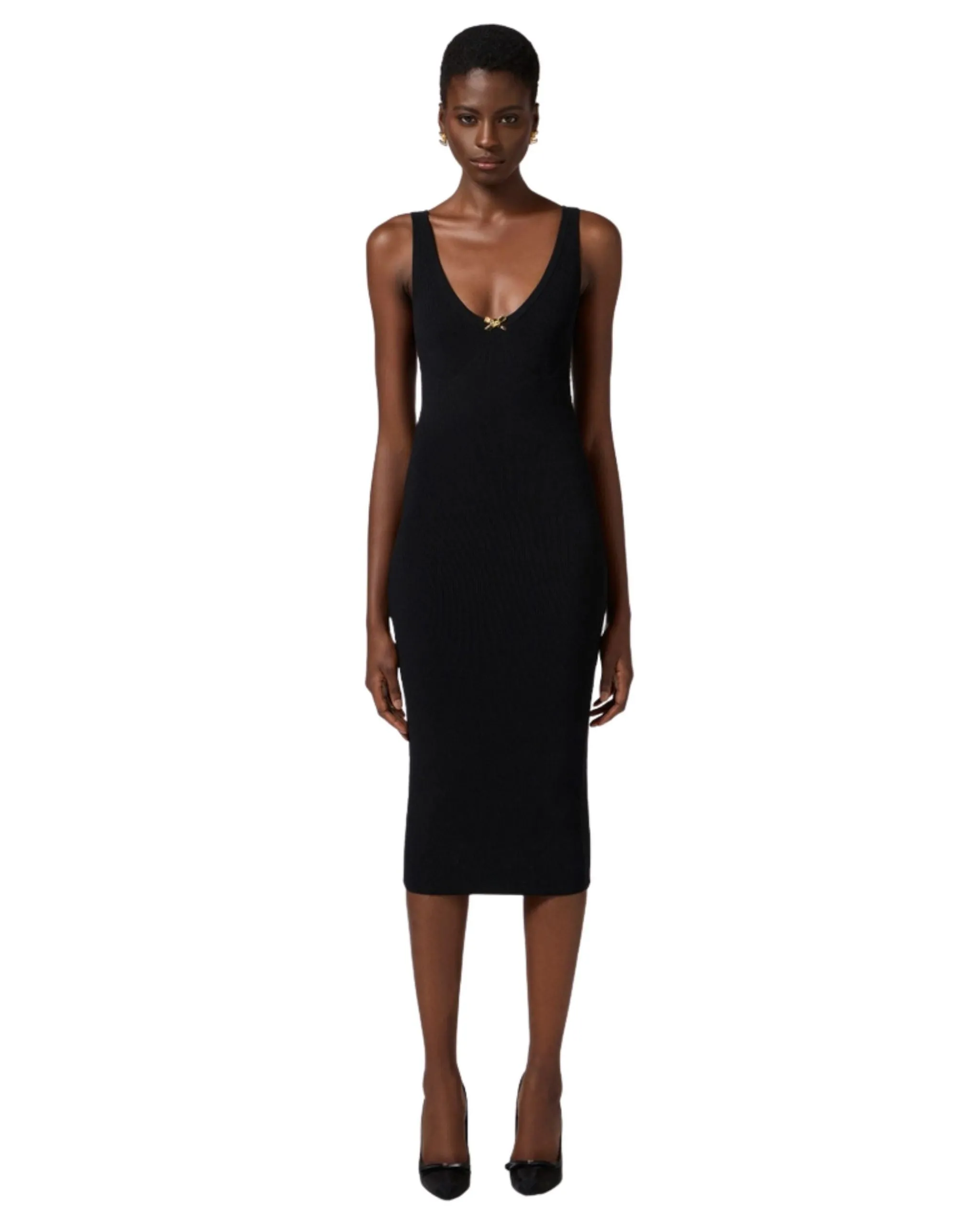 Elisabetta Franchi abito in maglia con inserti in tulle