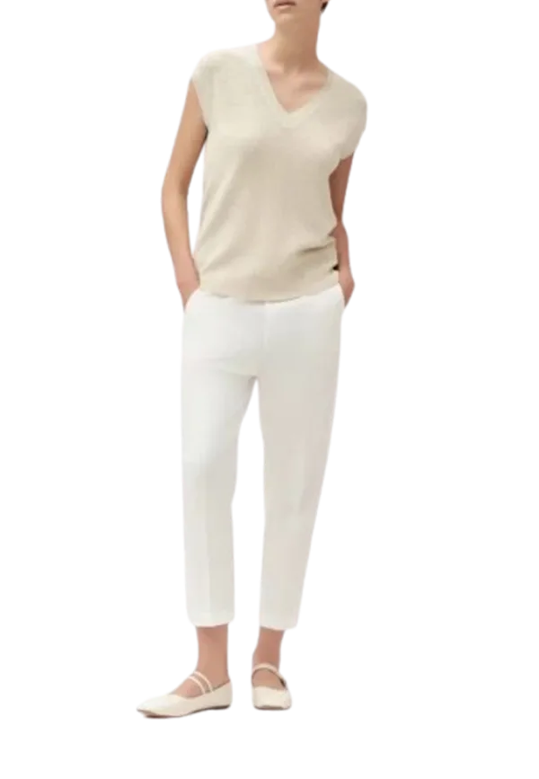 White Wise - Gilet Scollo a V Maglia Inglese Lurex