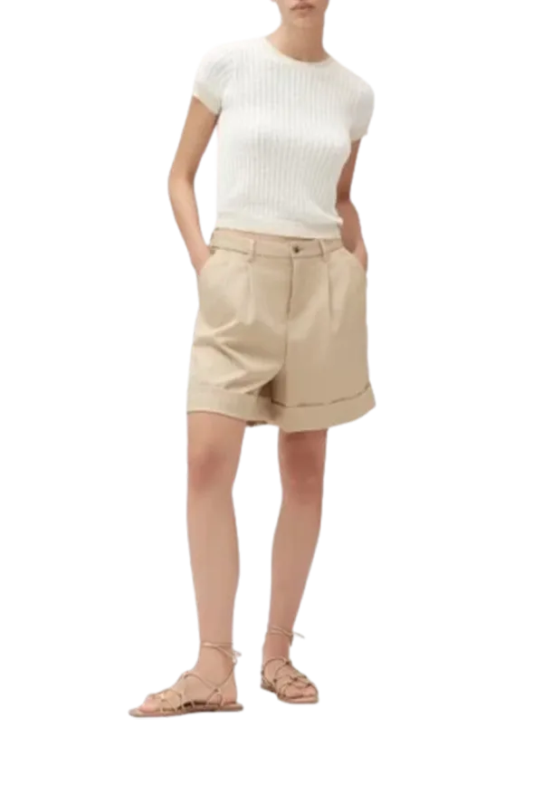 White Wise - T-Shirt in Maglia Rib Lurex