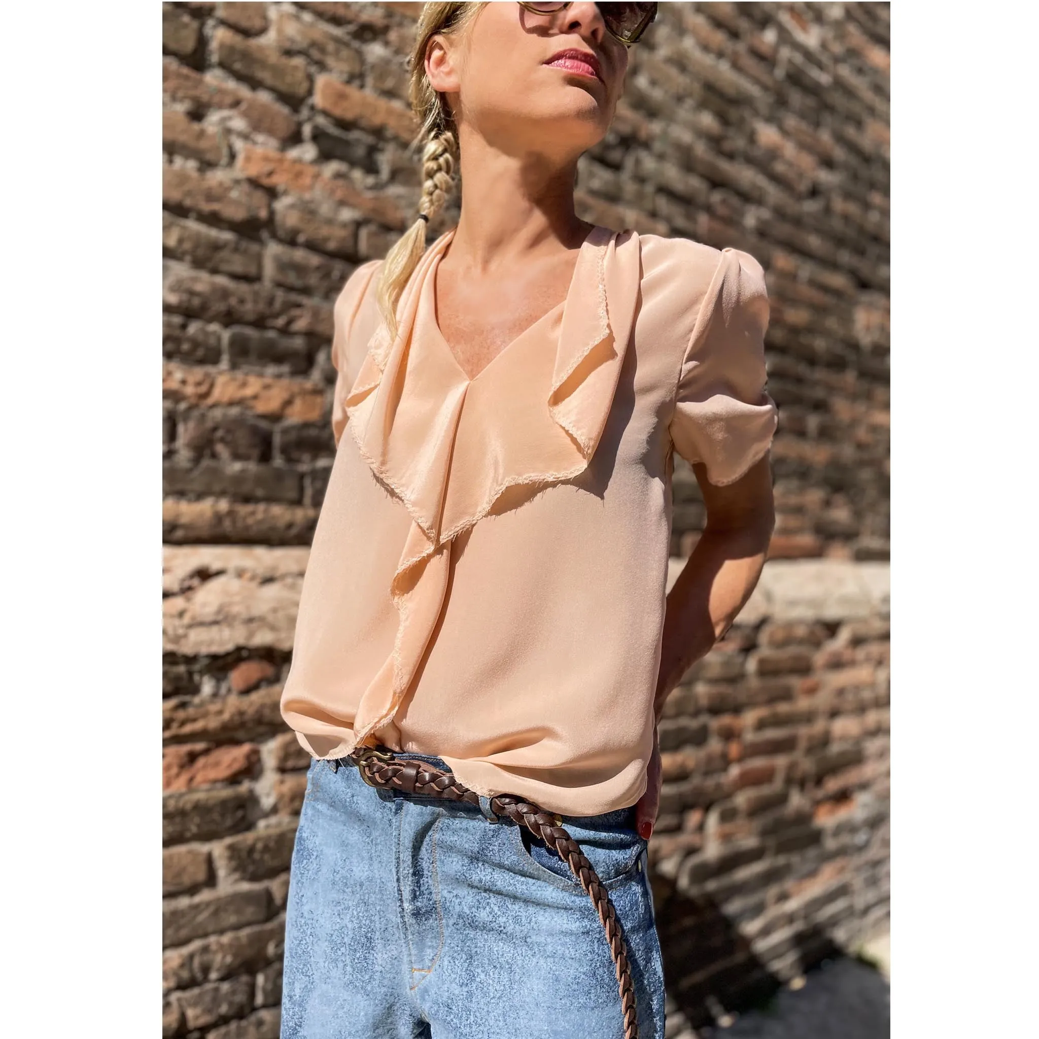 ABATON SILK- Camicia seta salmone