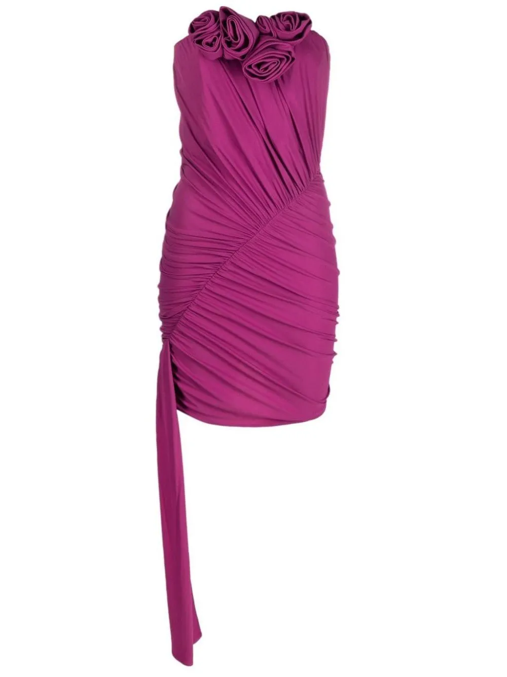 ABITO CORTO DRAPPEGGIATO CON FIORI 3D