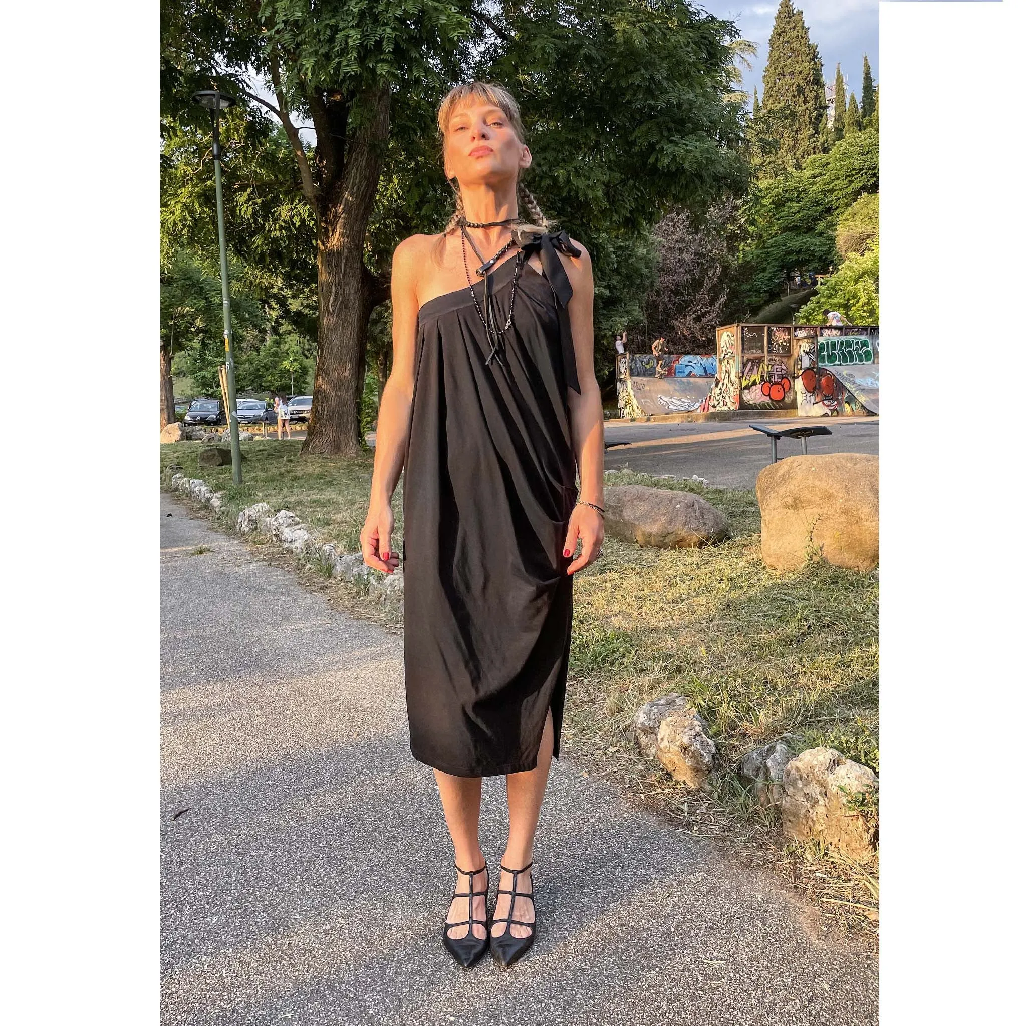 CRAZY - Abito monospalla nero