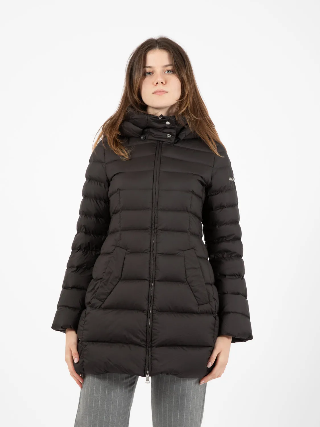 Piumino con cappuccio staccabile nero