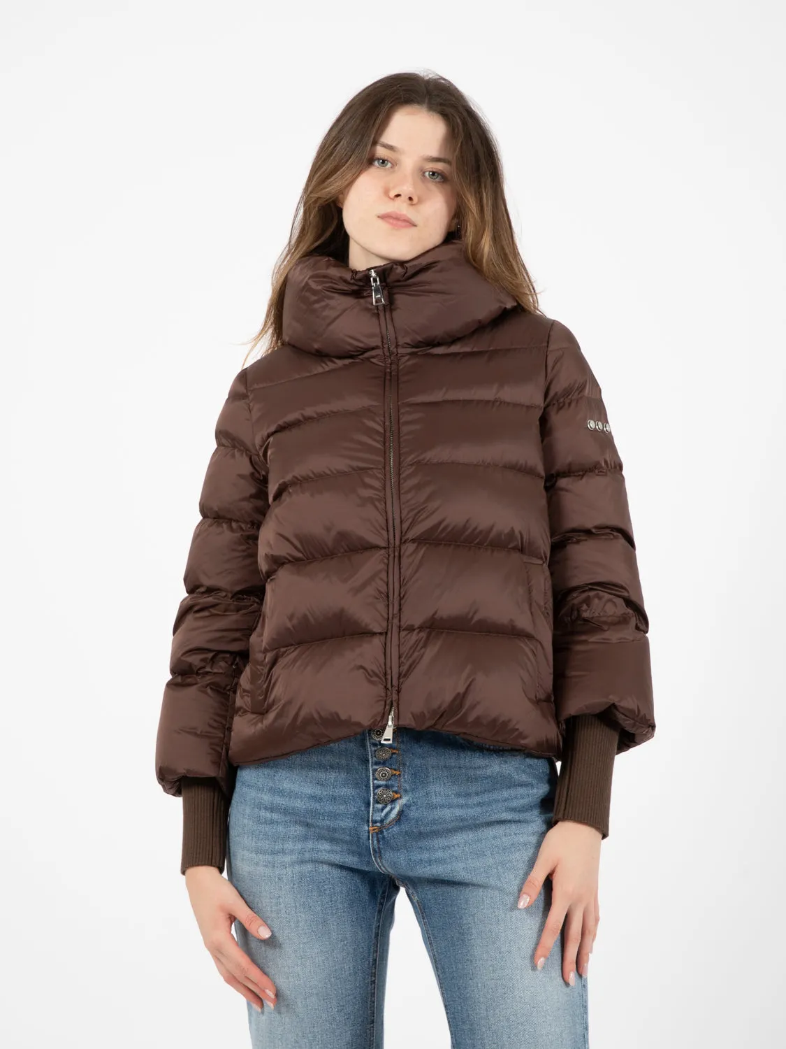 Piumino con polsi staccabili marrone