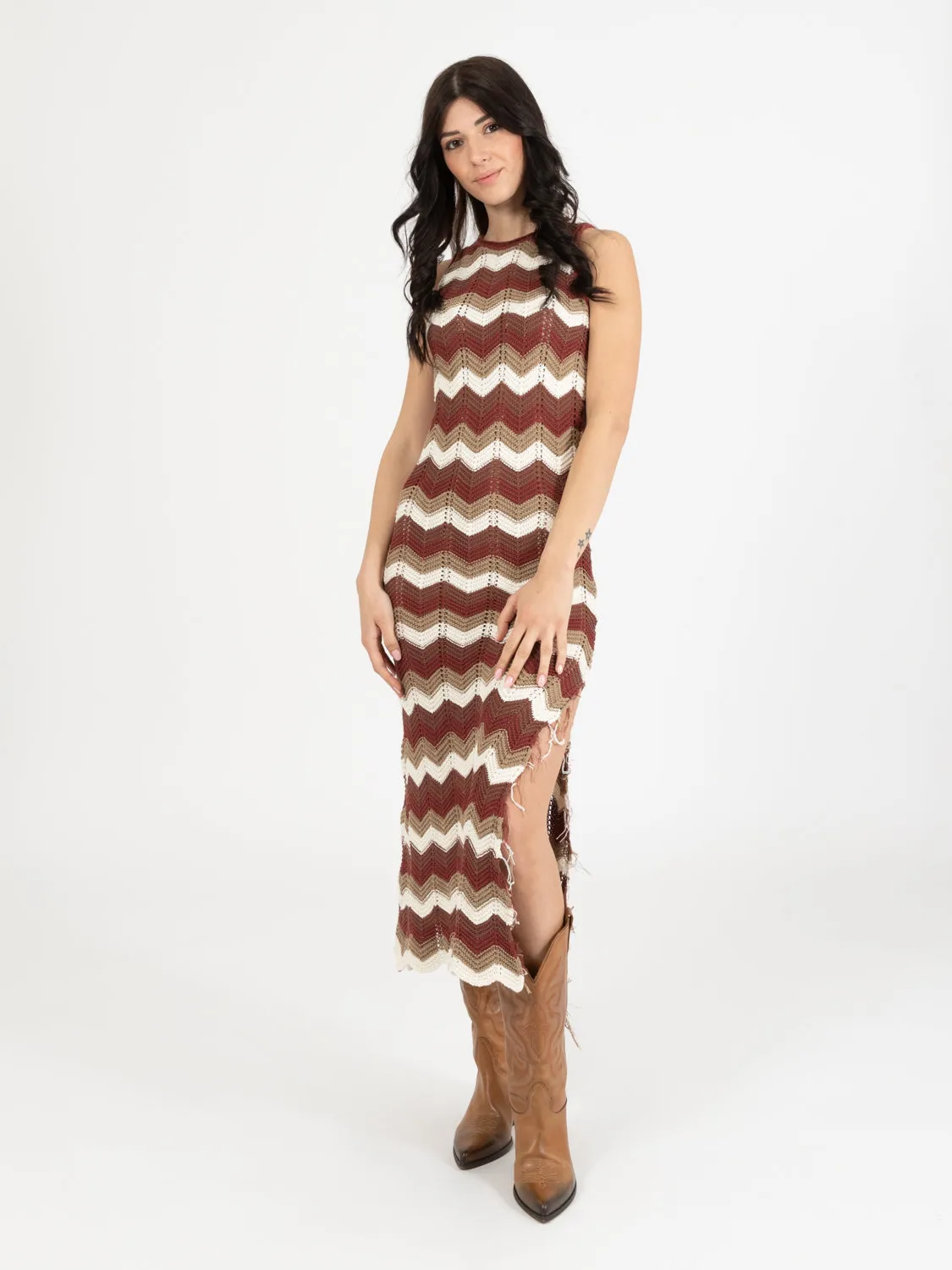 Abito lungo in maglia crotchet