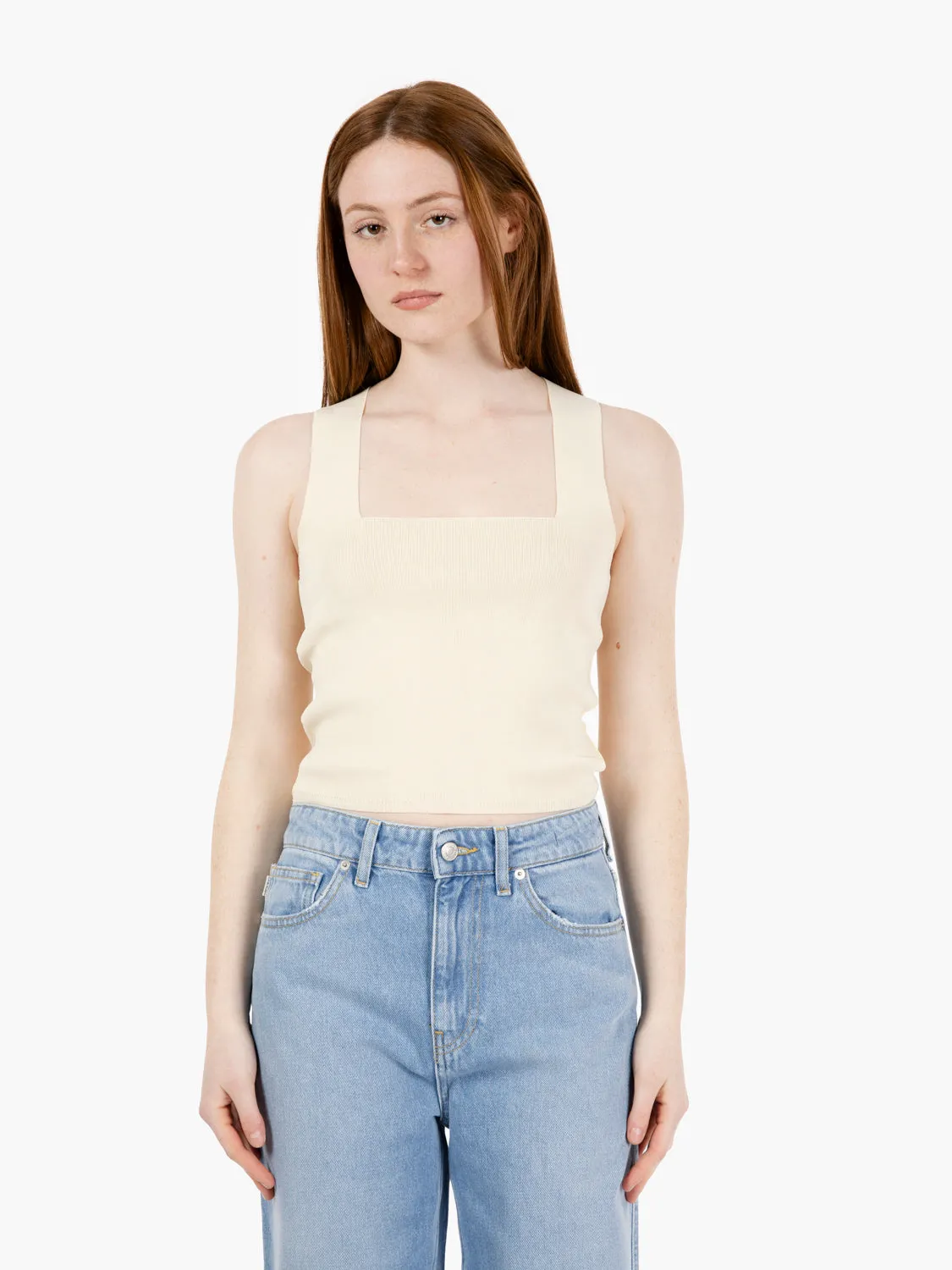 Canotta basic in maglia crema