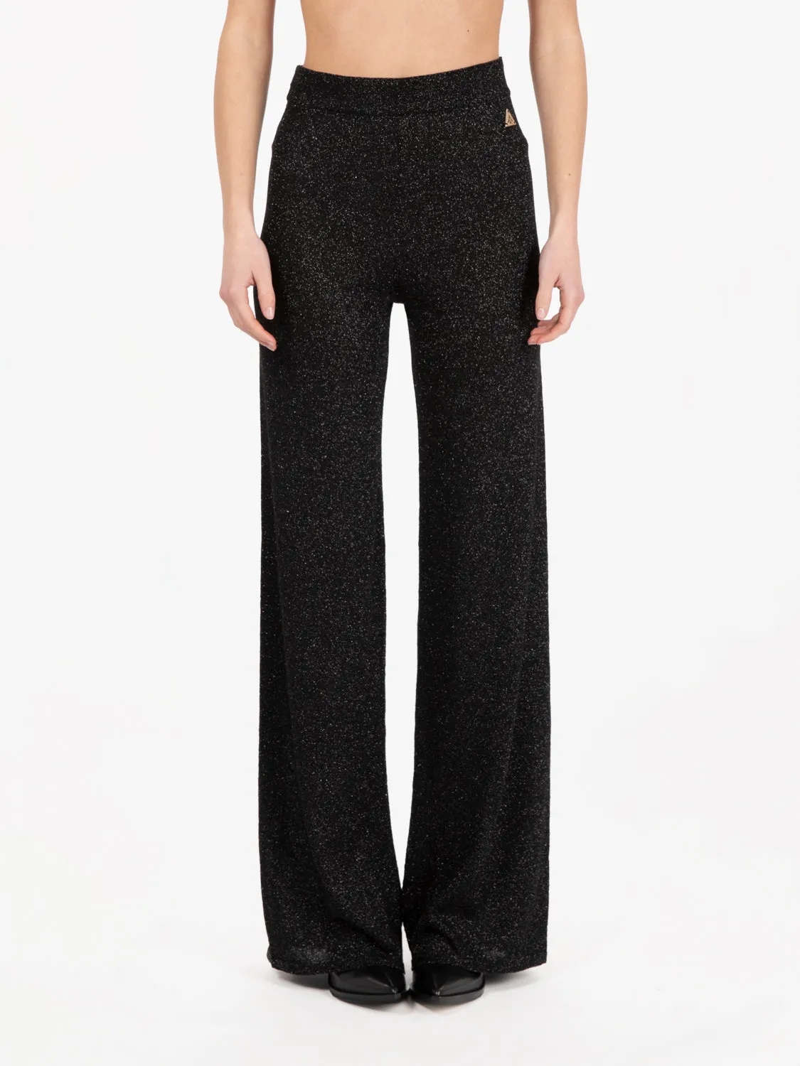 Pantalone in maglia lurex nero