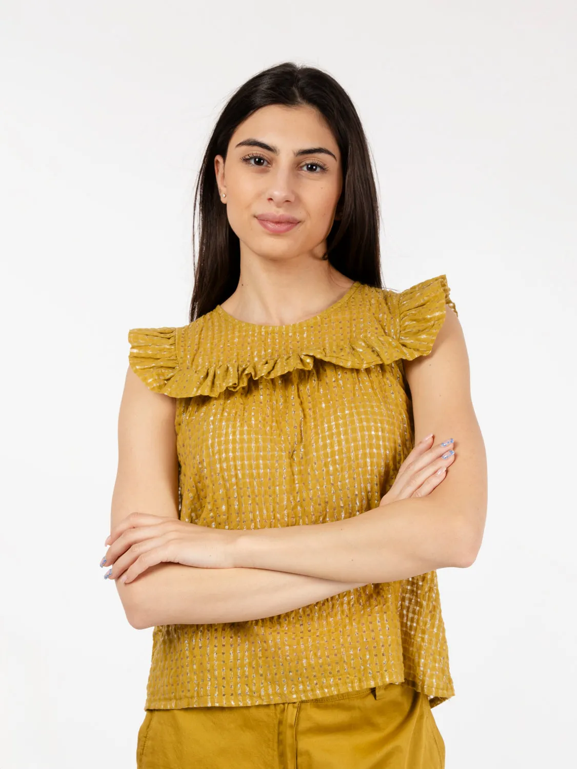 Blusa con rouches verde