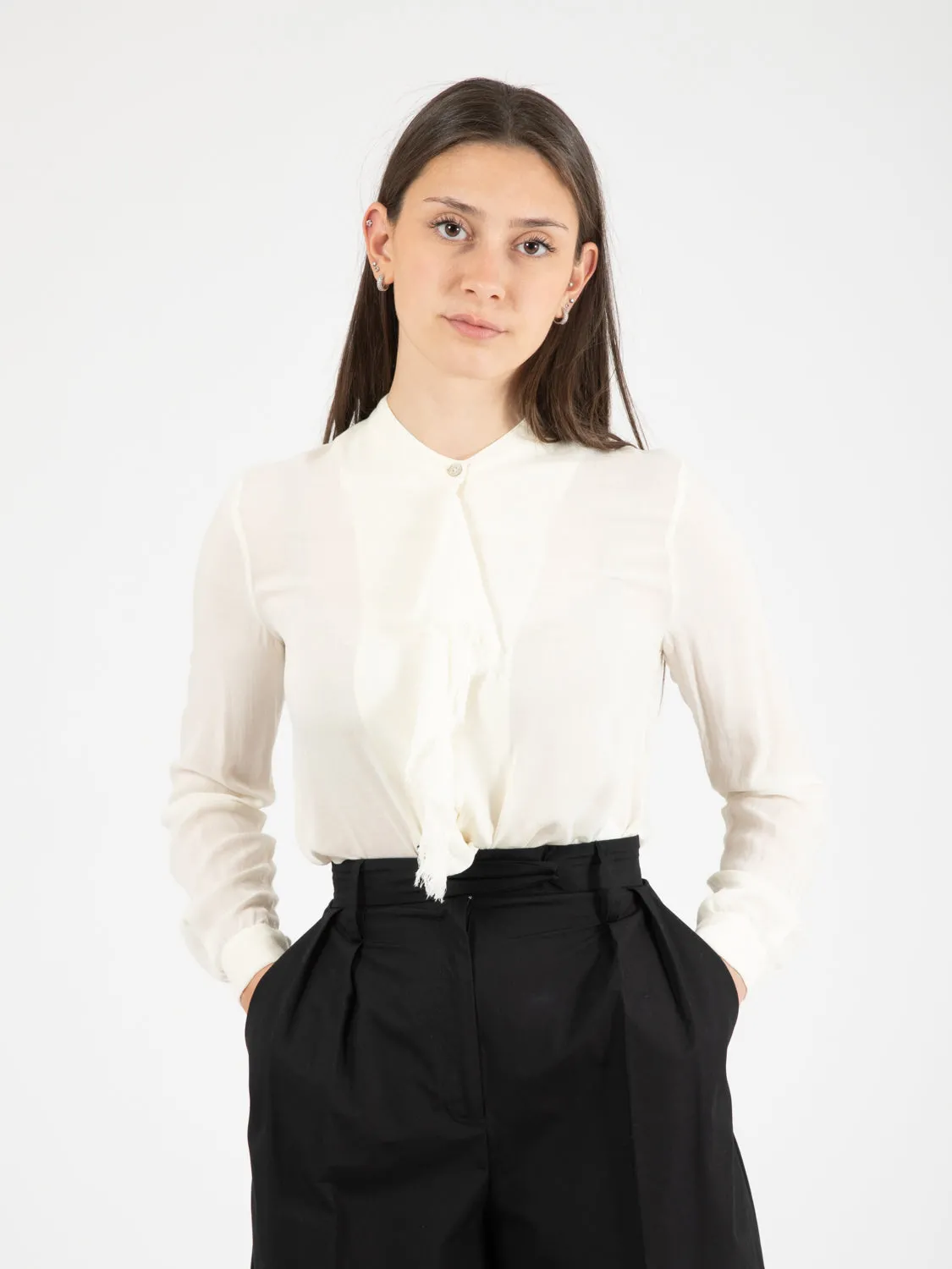 Camicia con rouches burro