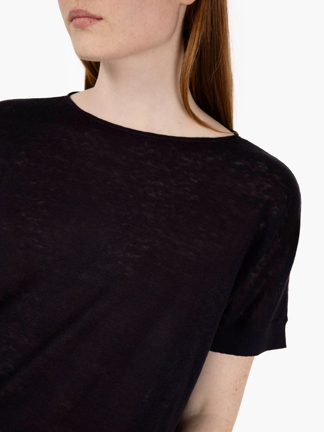 Maglia lino e seta nero diamante