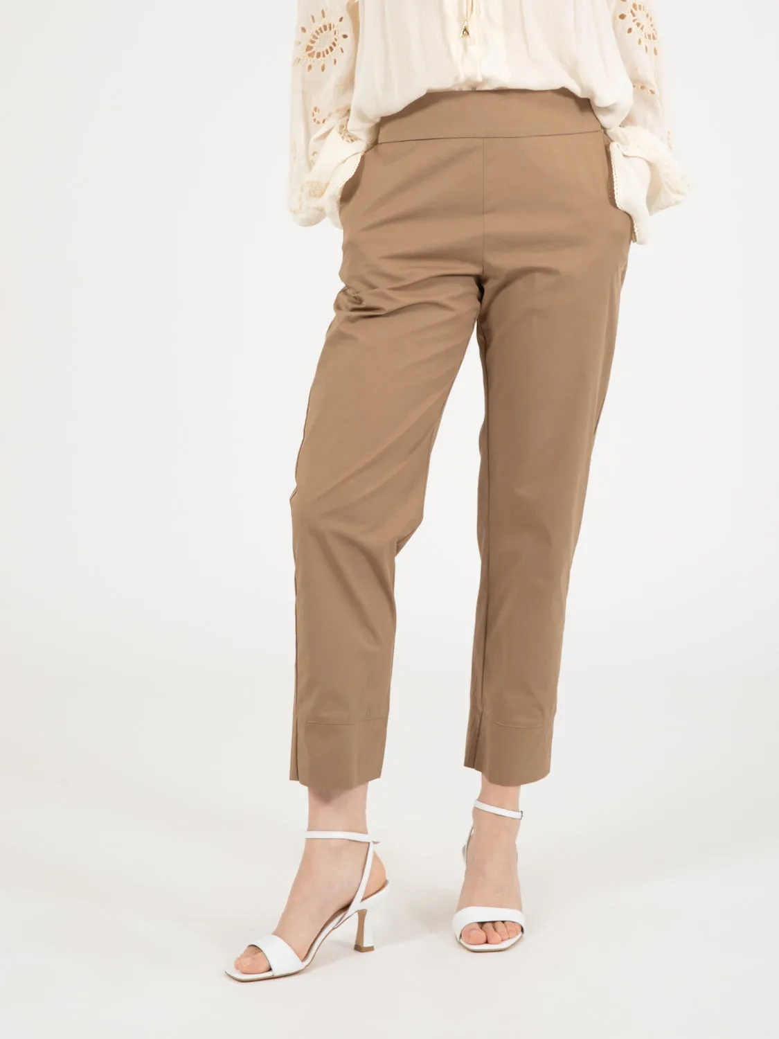Pantaloni in misto cotone castoro