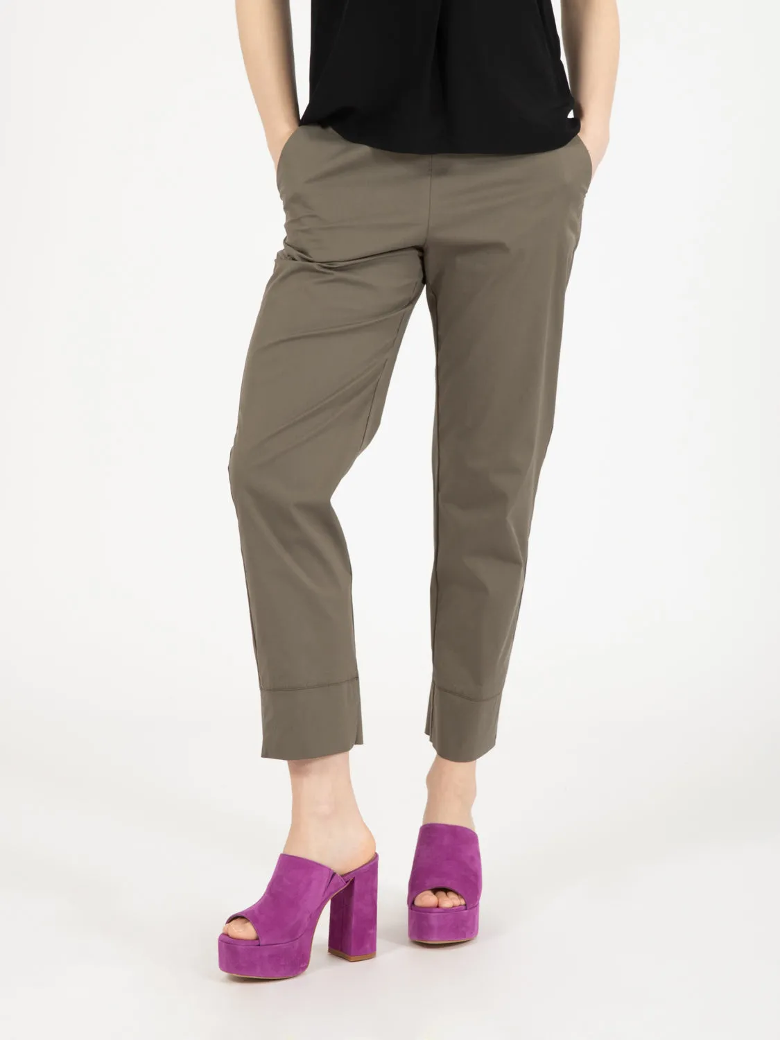 Pantaloni in misto cotone khaki