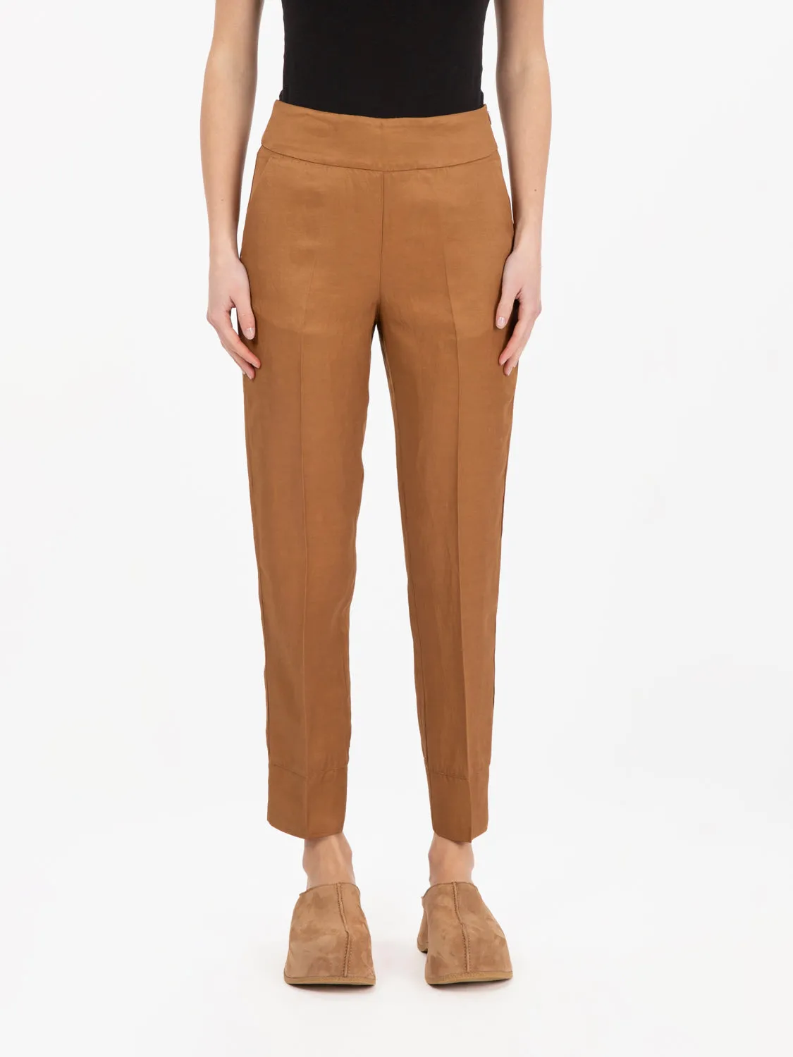 Pantaloni straight viscosa ermellino