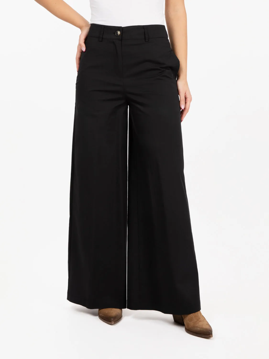 Pantaloni wide nero diamante