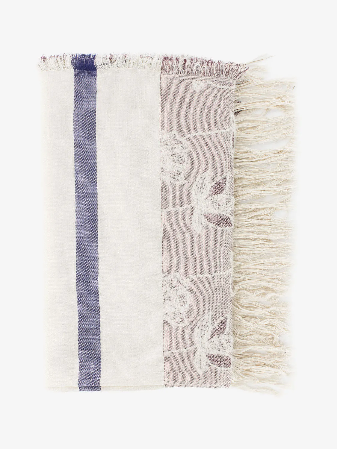 Sciarpa con frange prugna / wine / grafite