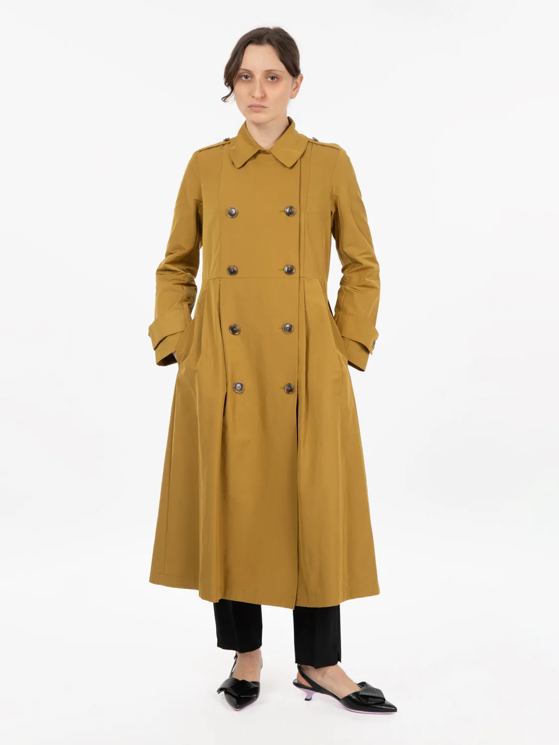 Trench doppiopetto verde