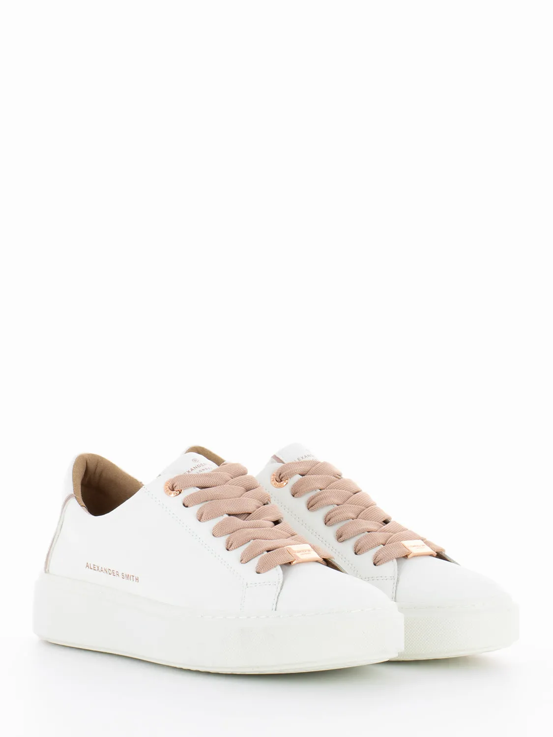 Sneakers in pelle white / pastel rose