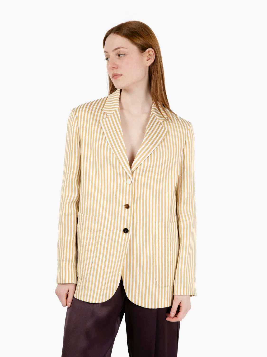 Blazer a righe effetto satin gold