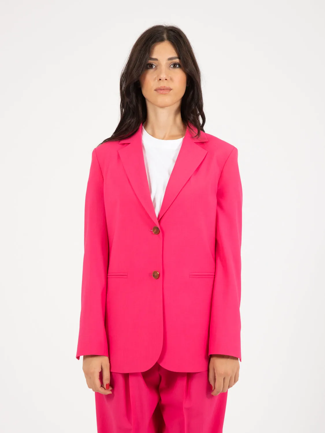 Blazer monopetto in lana pink