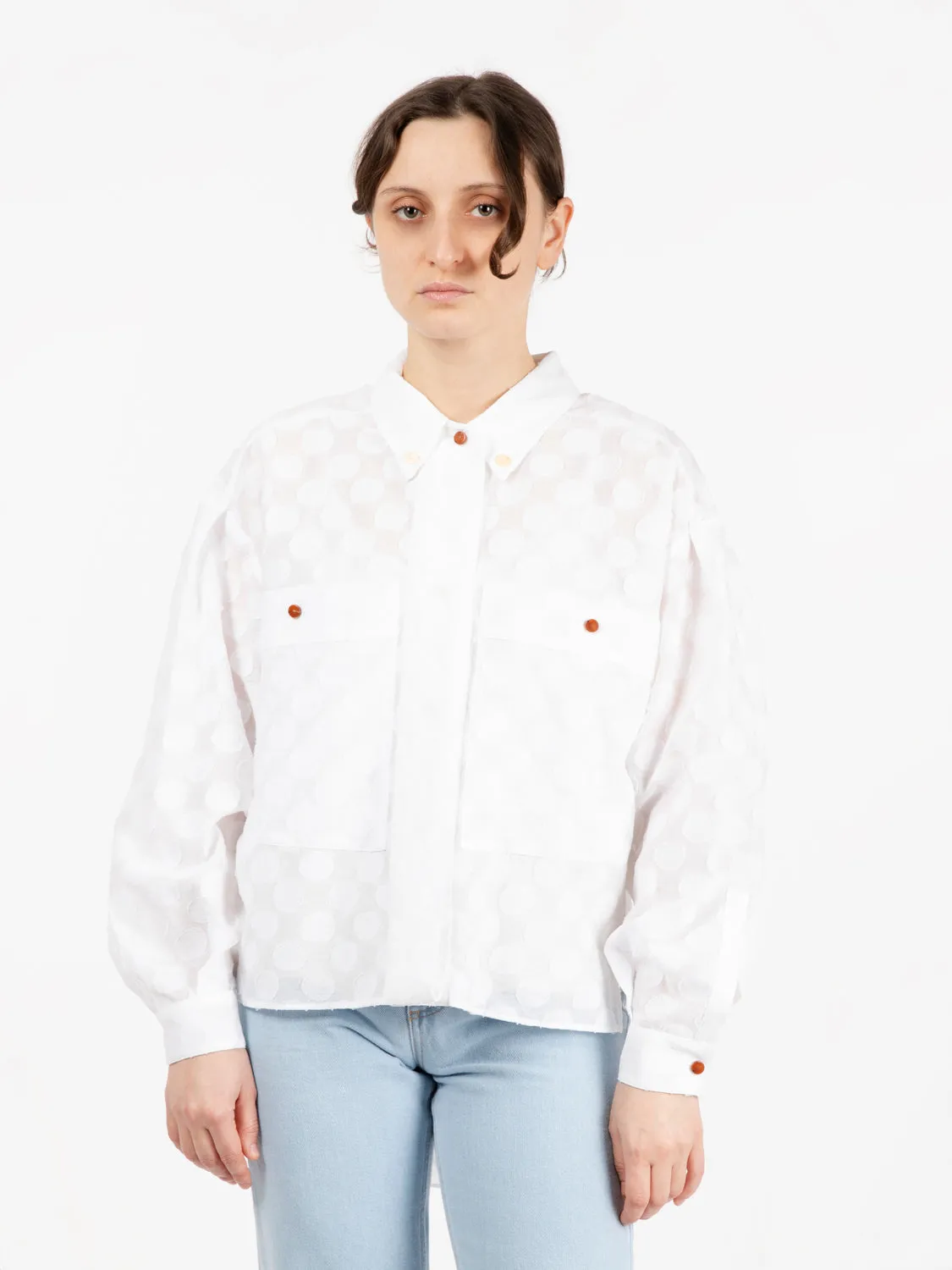 Camicia pois fil coupé bianco