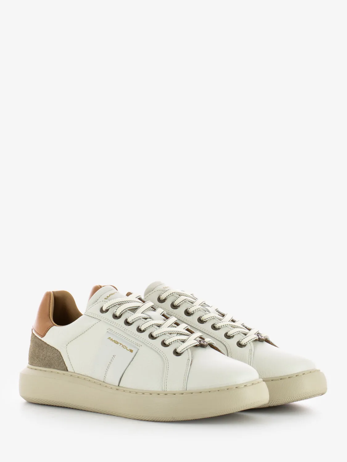 Sneakers in pelle martellata beige