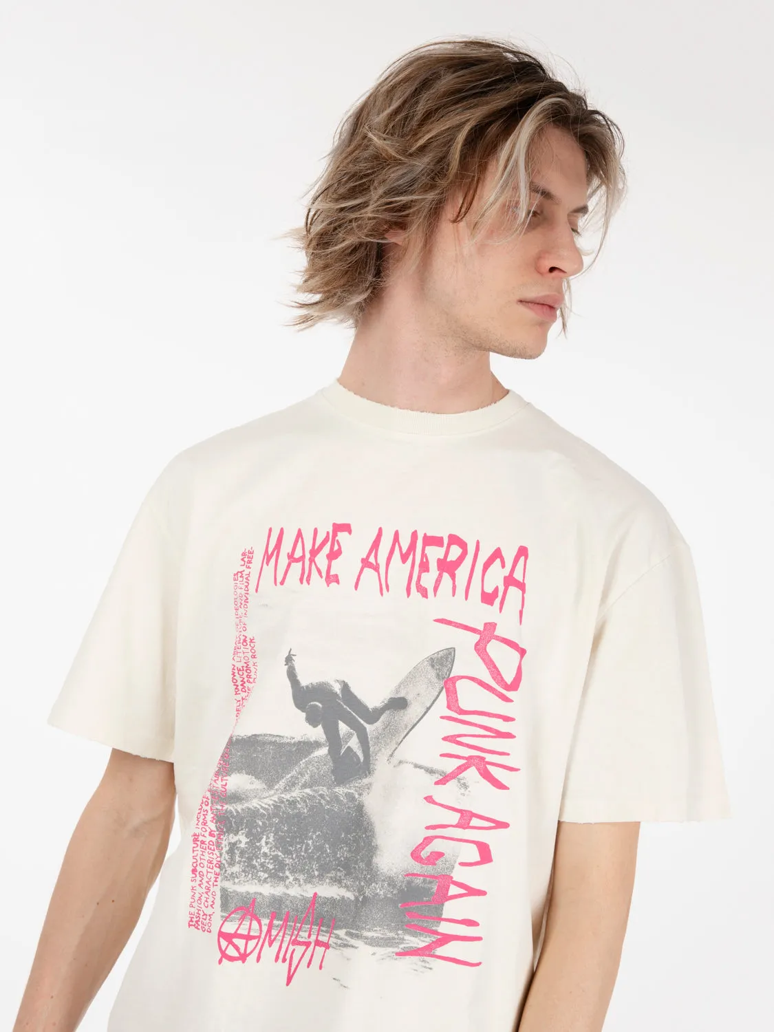 T-shirt jersey Punk Surf off white / pink