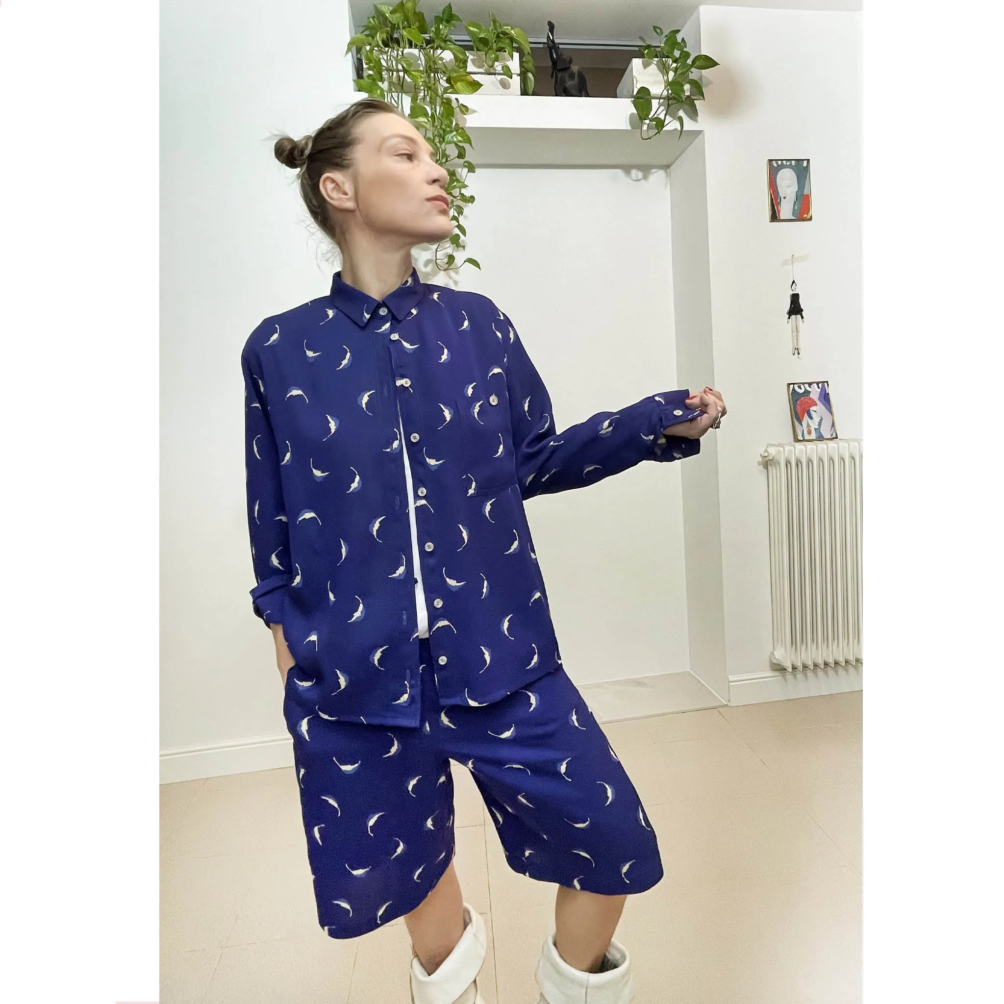 GLAM Leaves - Shorts crepe viola