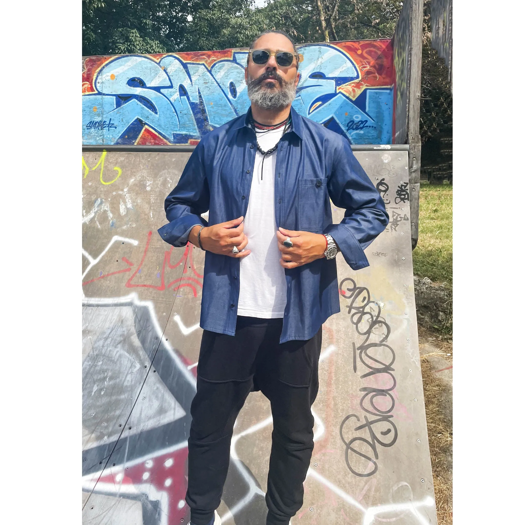 AMOUR deep blue - Camicia in denim