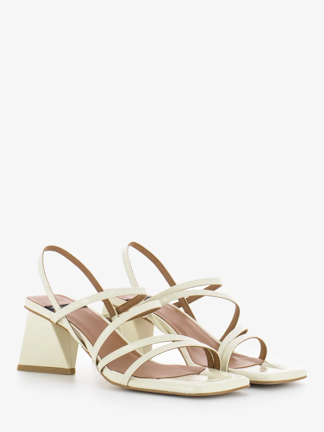 Sandalo tacco trapezio sol panna
