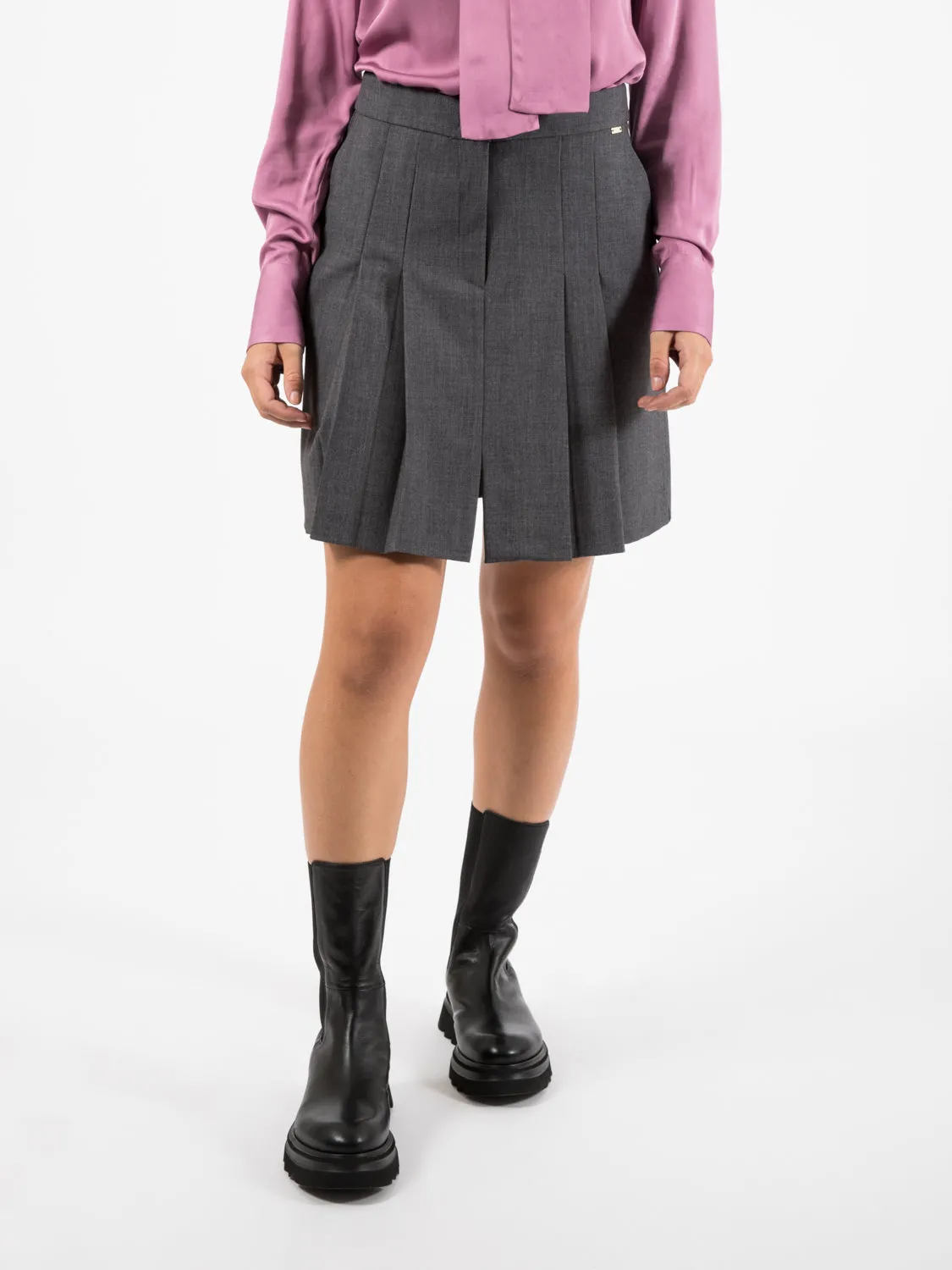 Gonna corta plissettata grigia