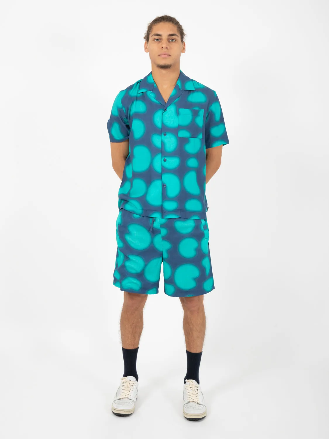 Camicia Scottie print navy blu /verde