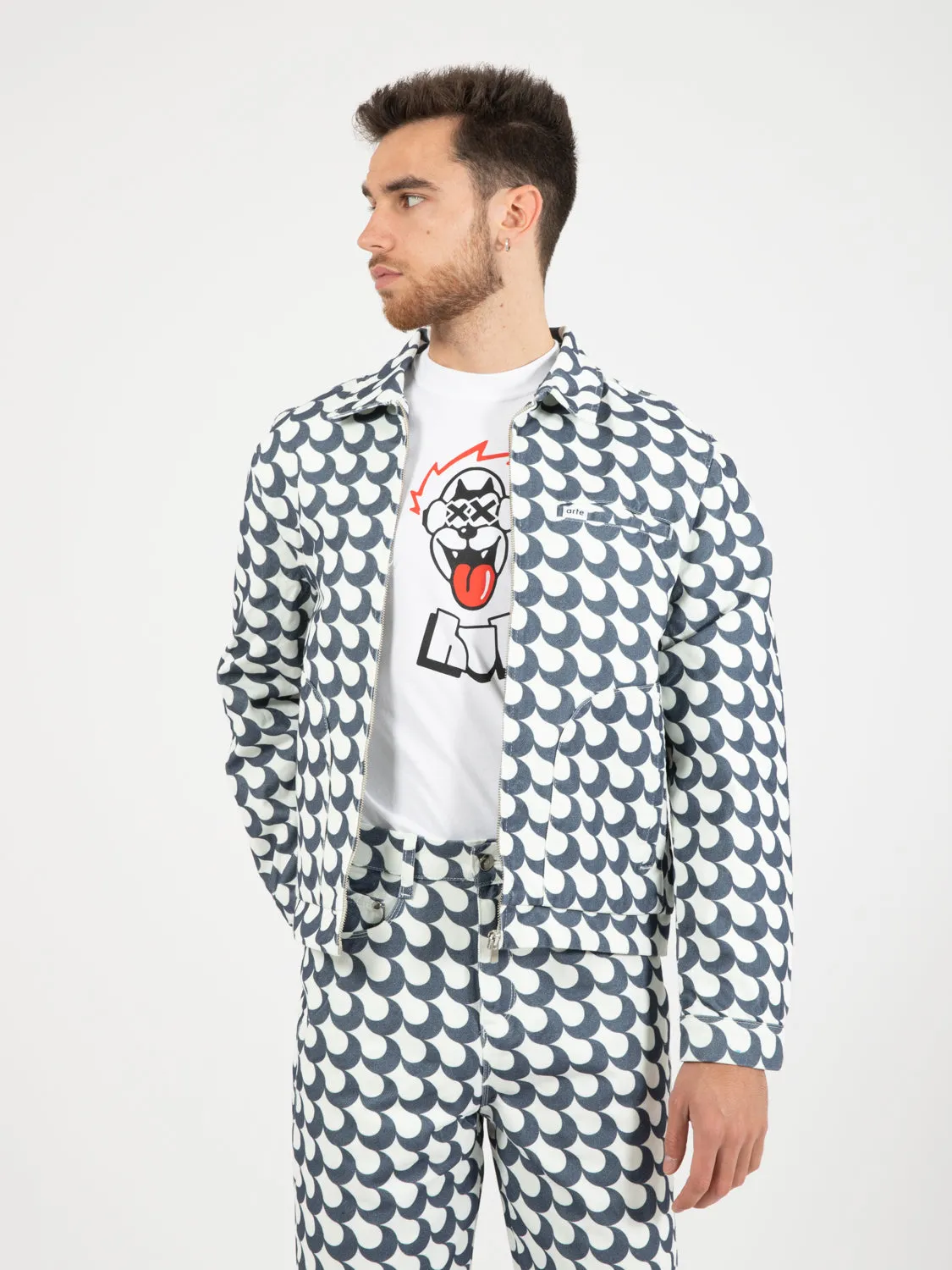 Jacket Jackson Bau print navy / white