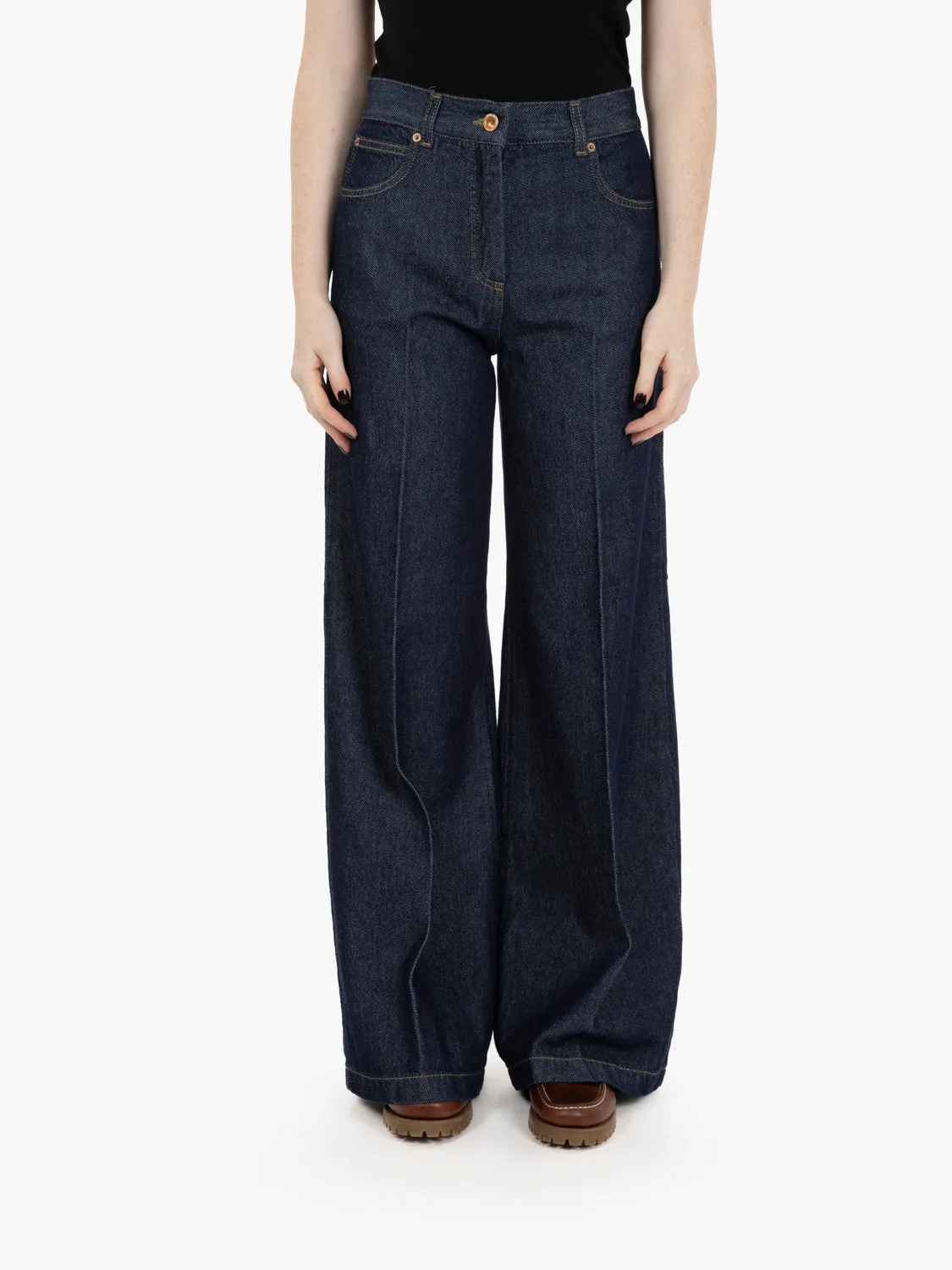 Jeans a palazzo blu denim