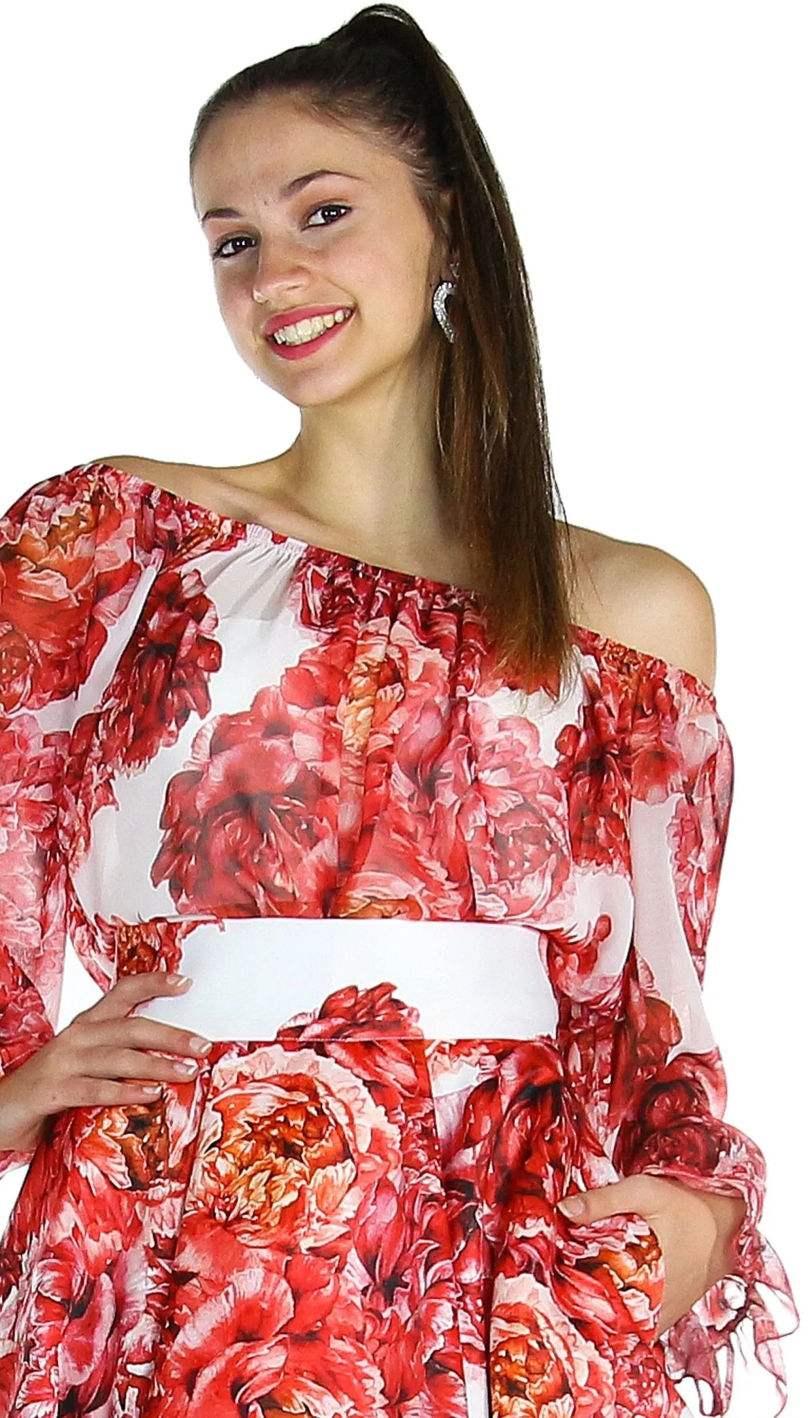 Atelier Legora Blusa fantasia rose rosse.
