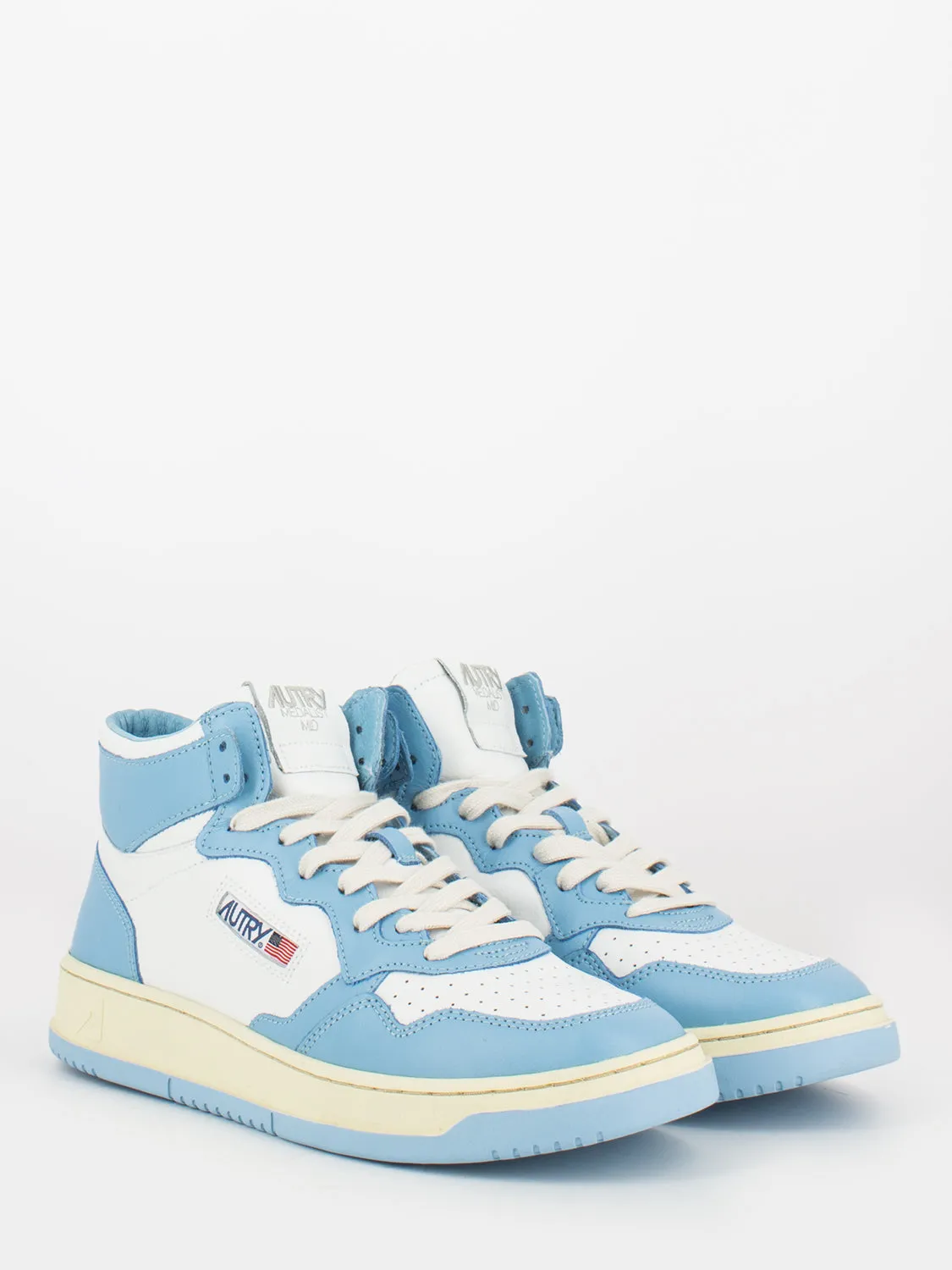 01 mid pelle / pelle bianco / azzurro