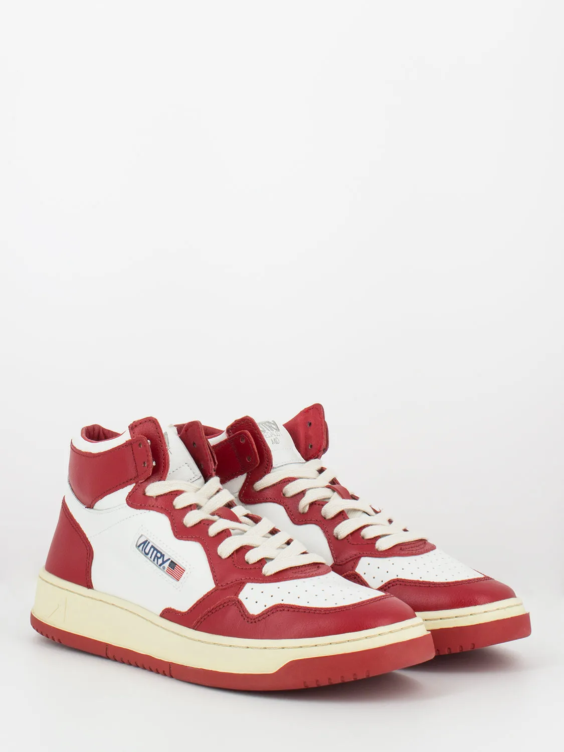 01 mid pelle / pelle bianco / rosso