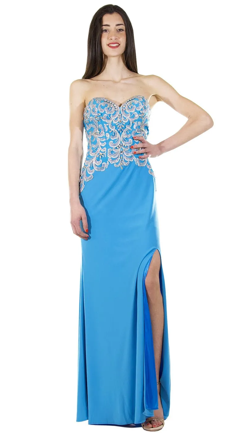 Avantgarde Abito lungo a sirena con strass.