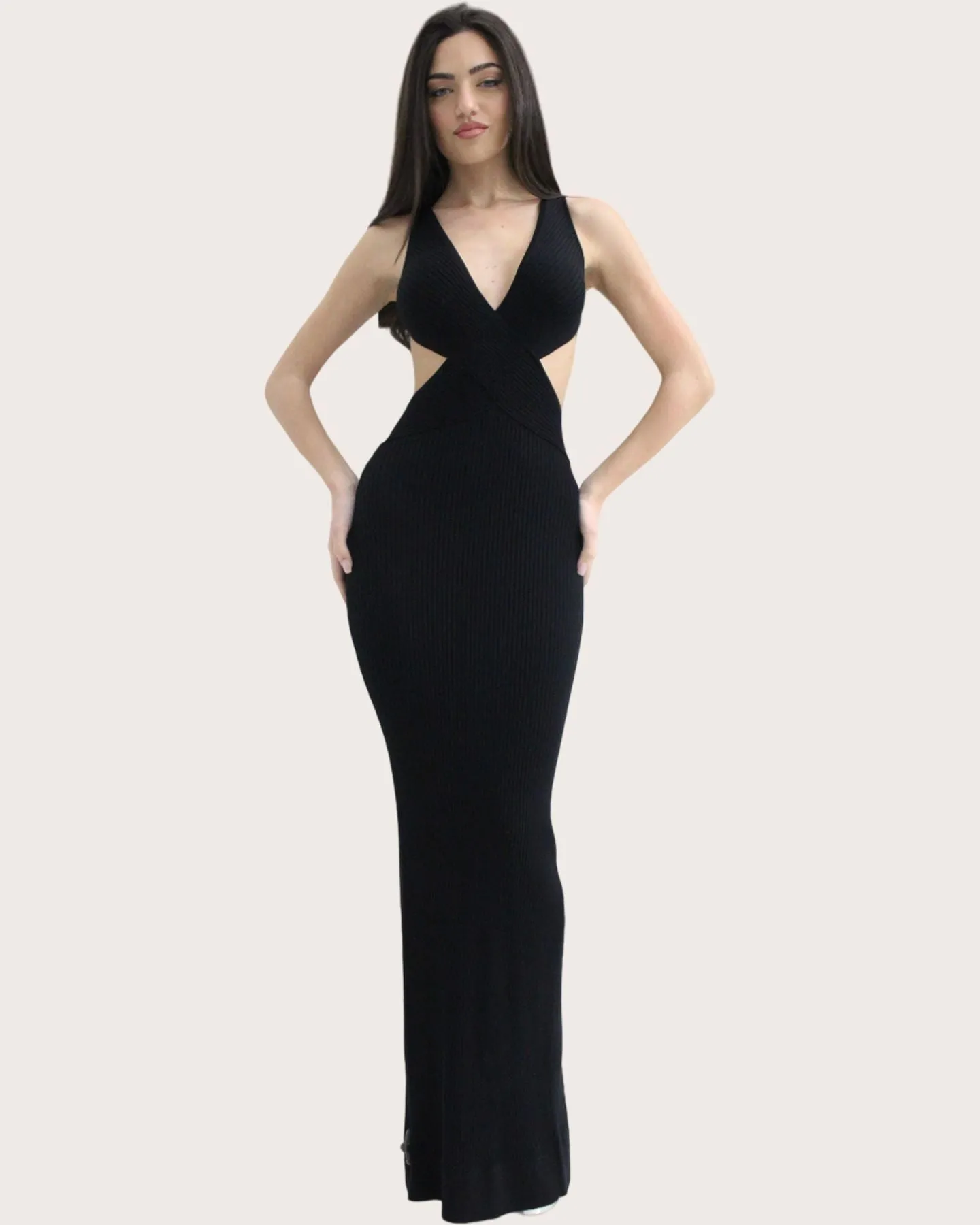 Elisabetta Franchi Abito lungo cut out in maglia