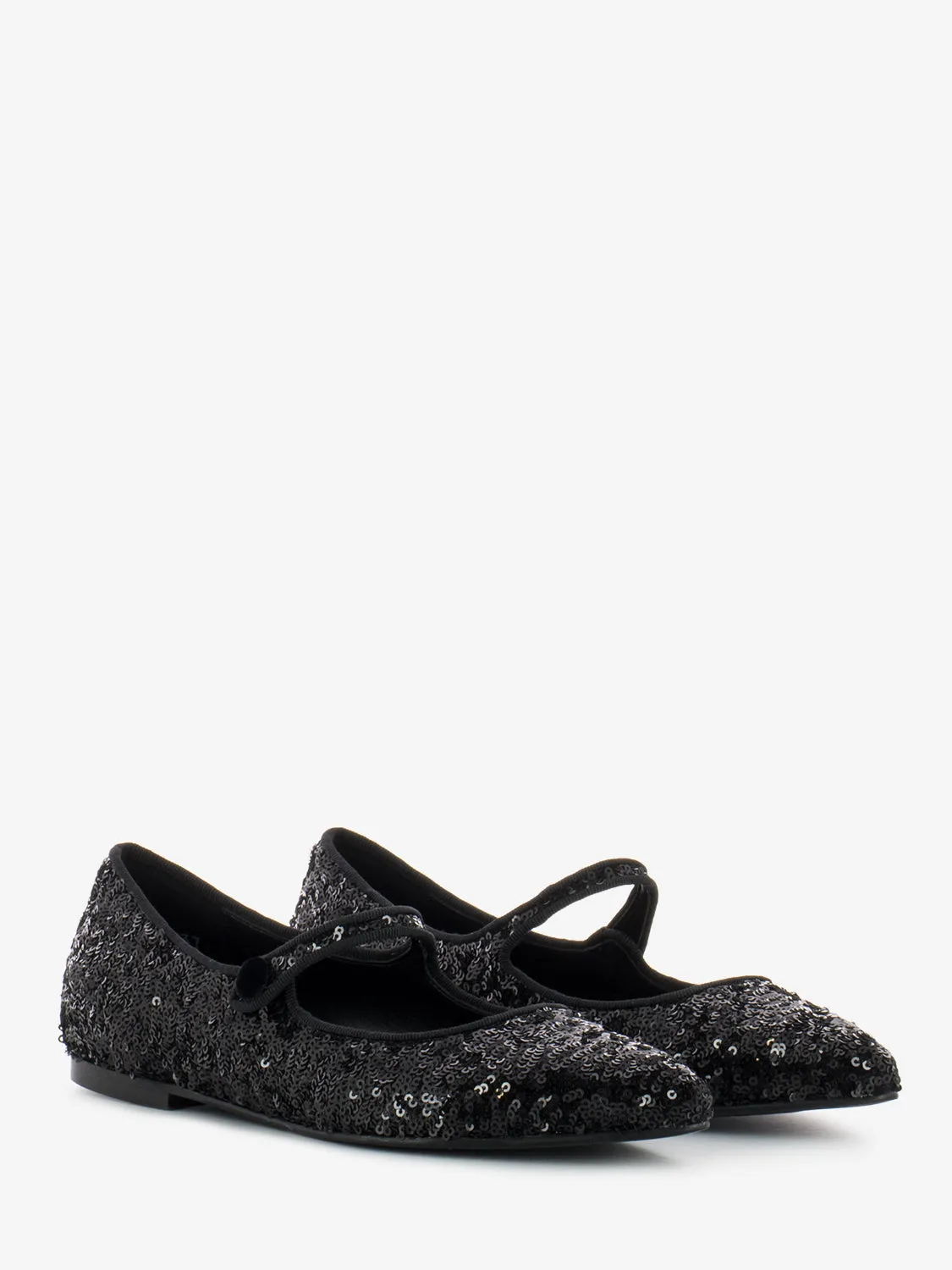 Ballerine con cinturino paillettes nero