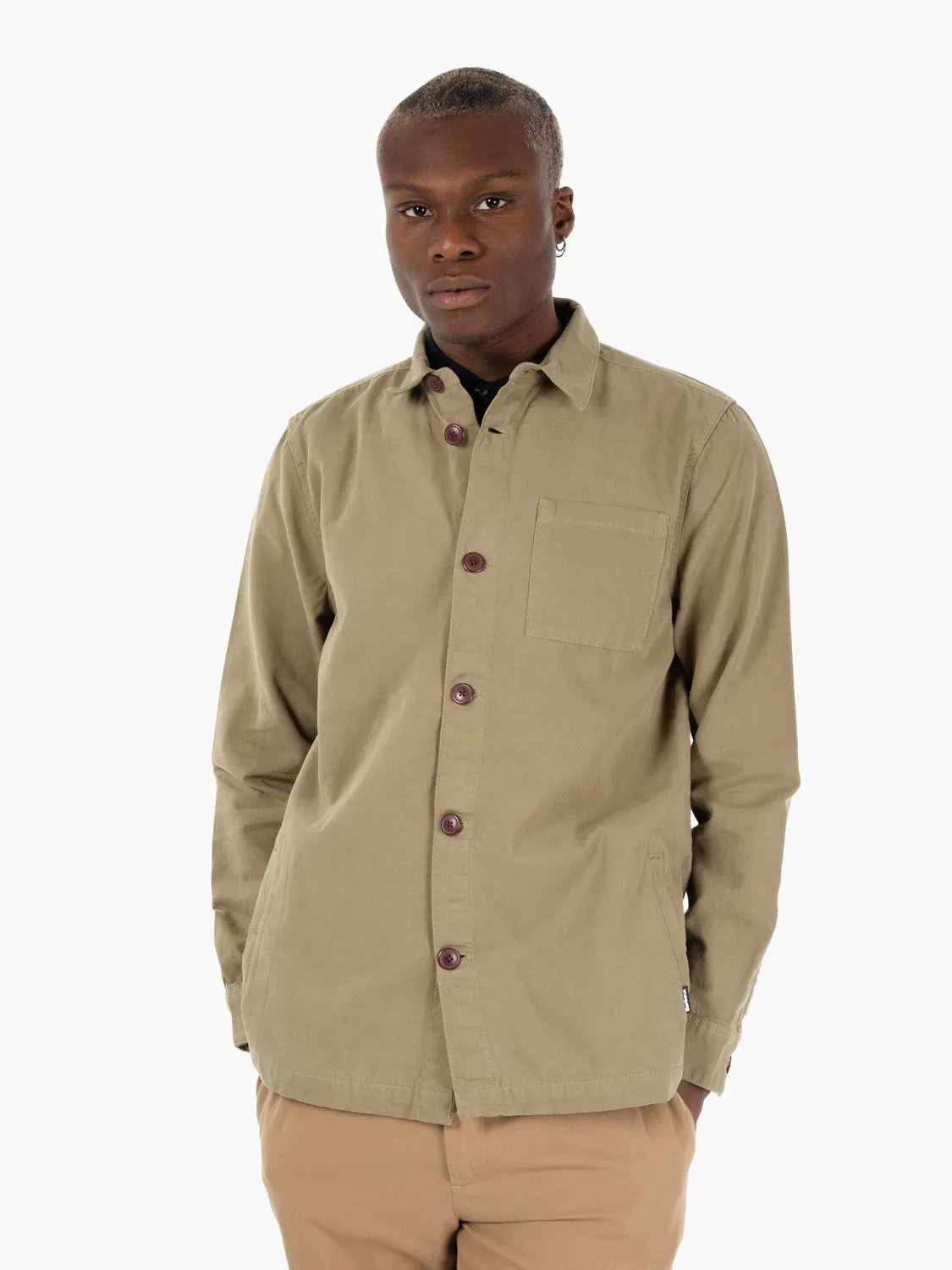 Camicia Overshirt Washed Cotton bleached olive