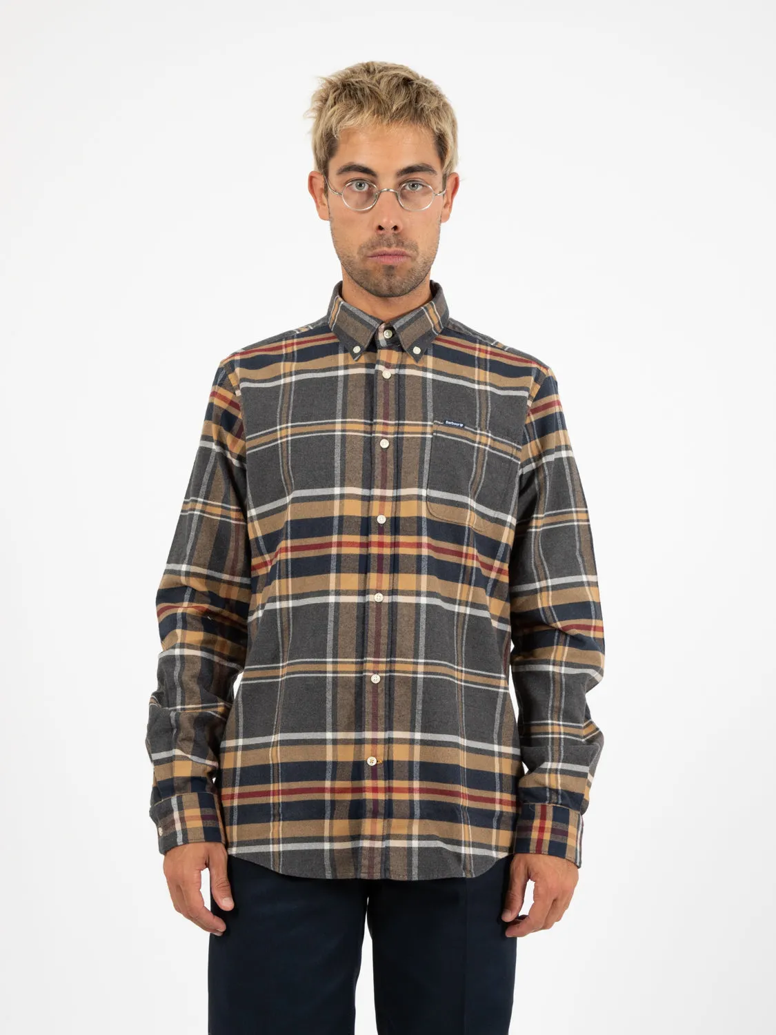 Ronan Tailored Check Shirt grey