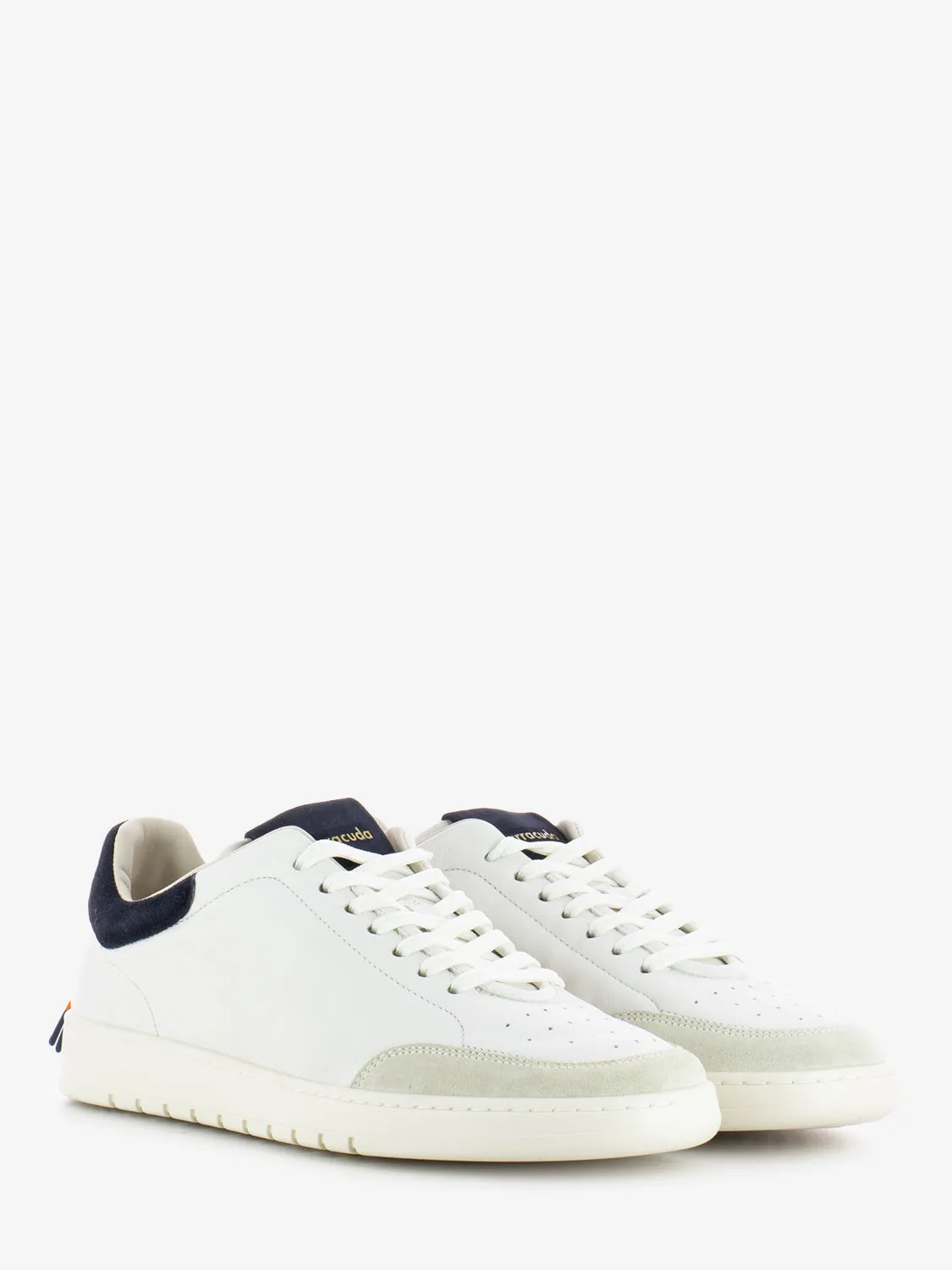 Sneakers in pelle e camoscio marmo / camelia / navy