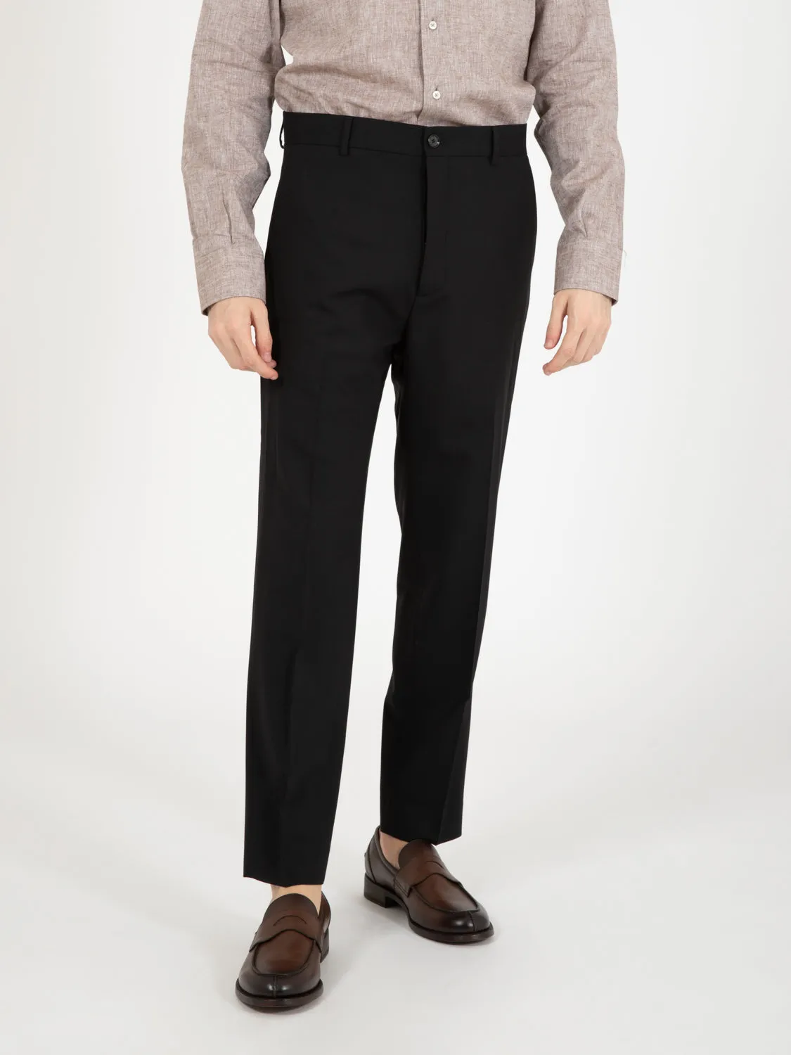 Pantaloni Simone fresco lana neri