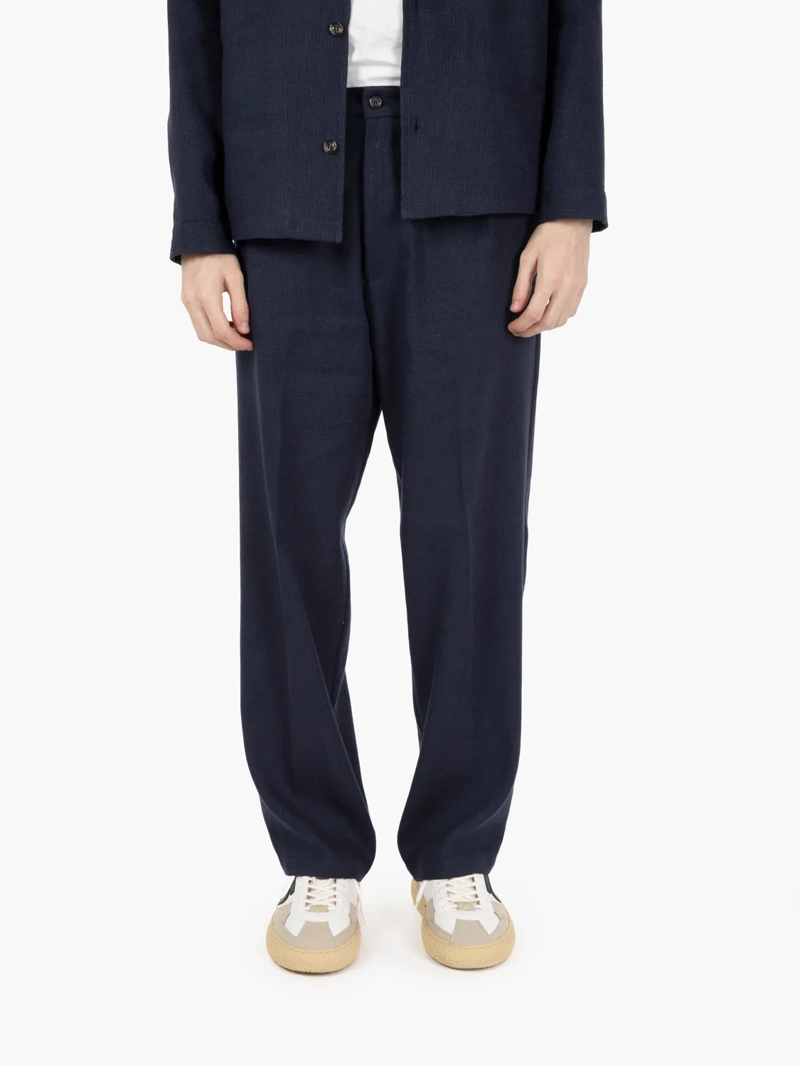 Pantaloni in tessuto operato navy