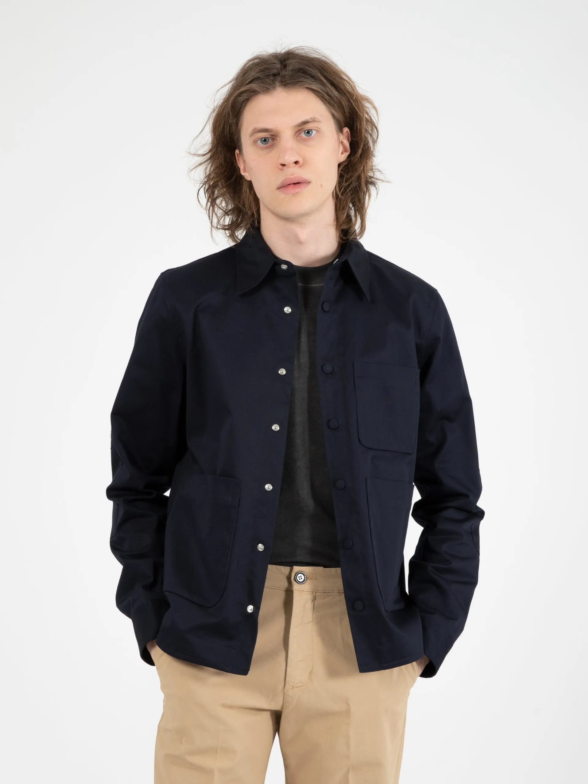 Giacca camicia in cotone blu