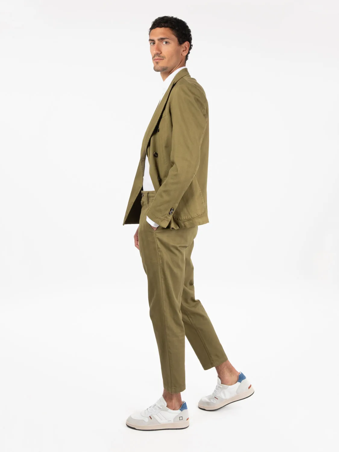 Pantaloni in cotone oliva