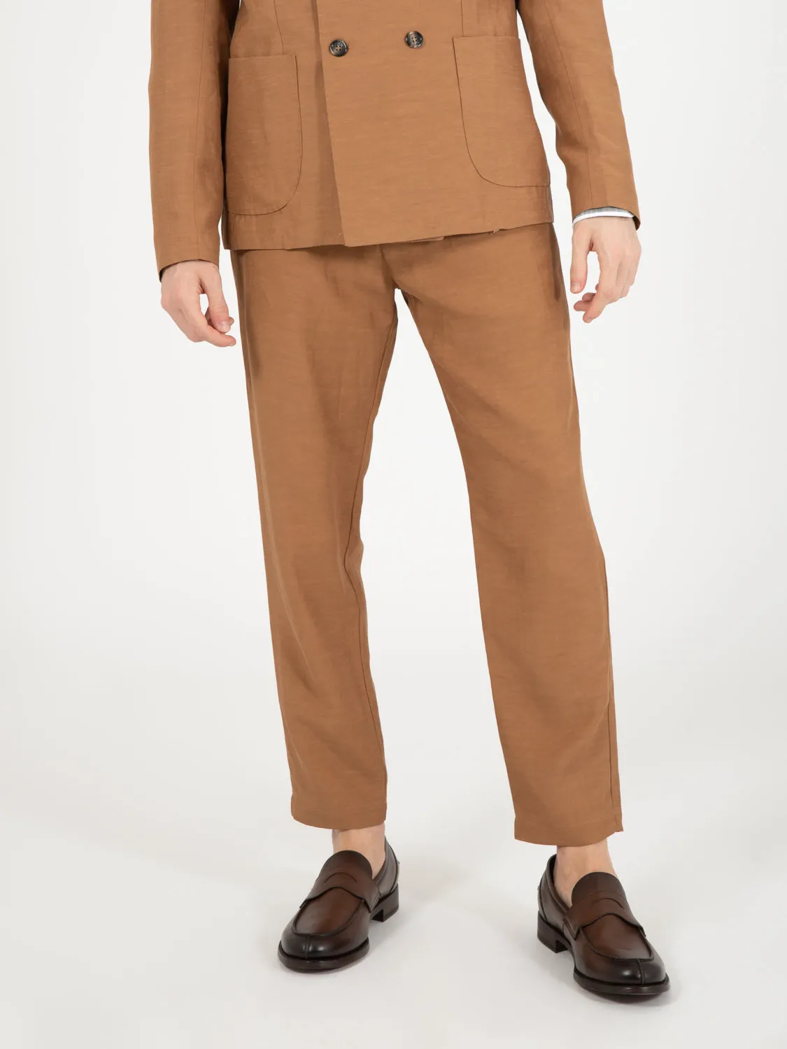 Pantaloni Pam lino e viscosa cioccolato