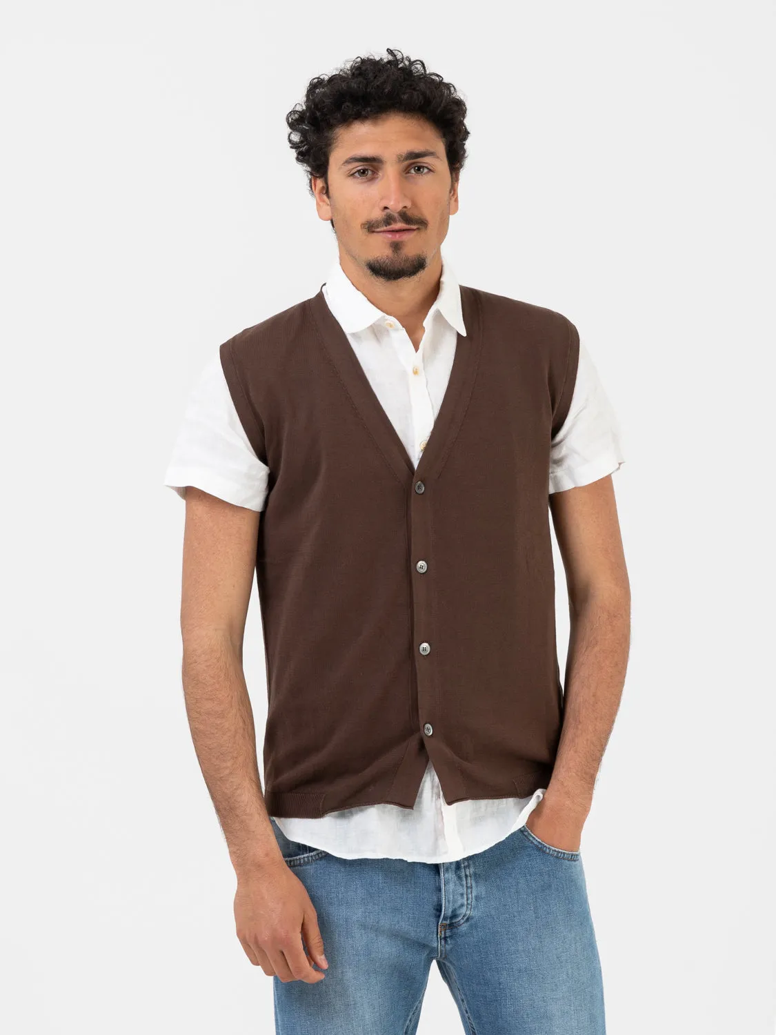 Gilet con bottoni fondi testa di moro