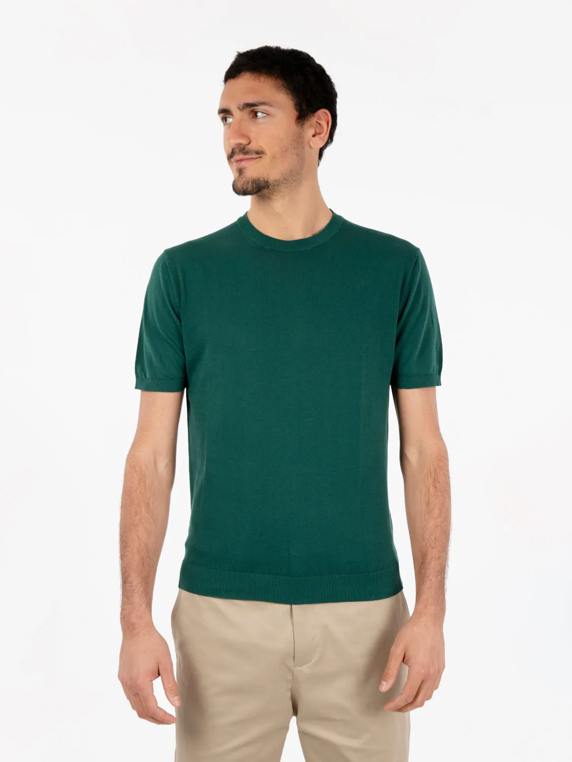 Maglia a maniche corte girocollo basic verde scuro